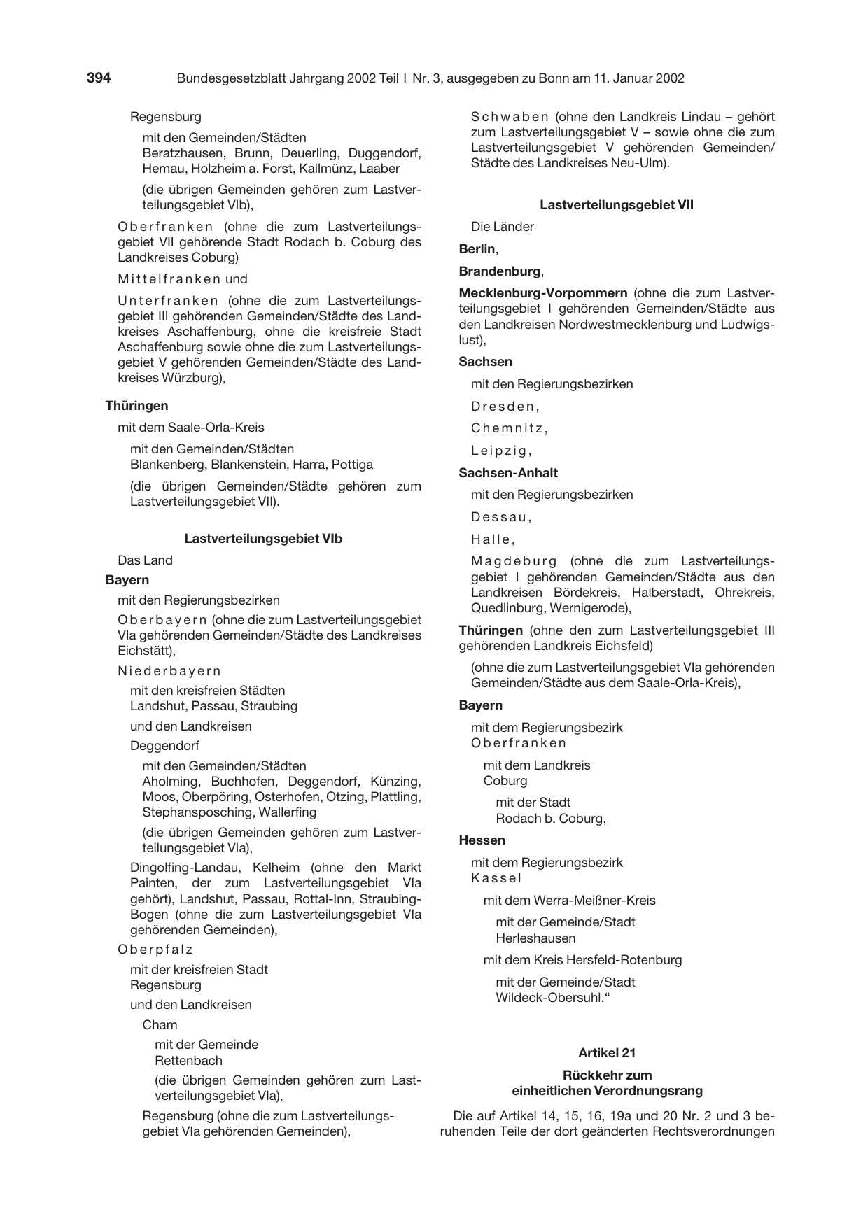 BGBl. 2002, Seite 394 — Originalseite als Abbildung