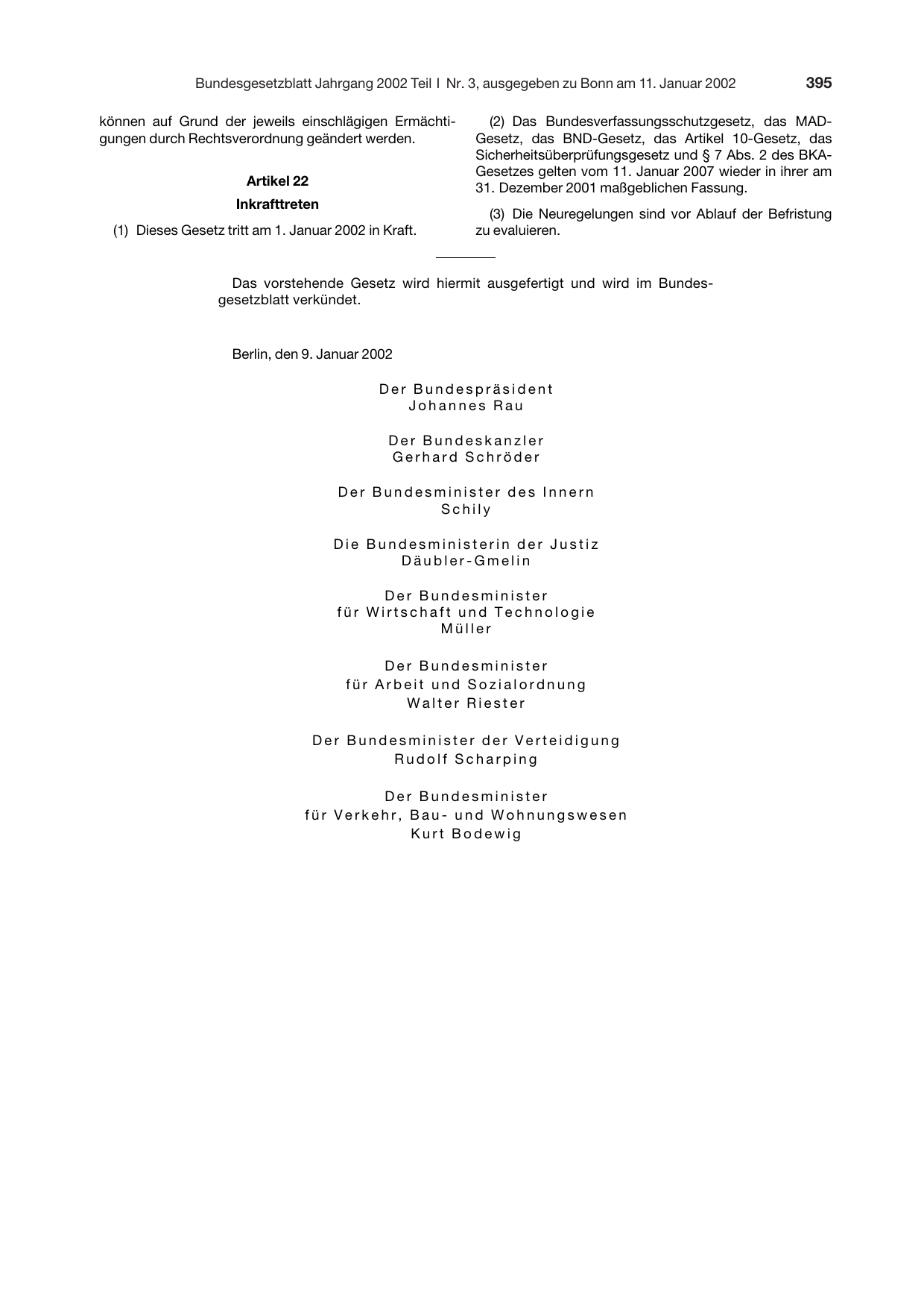 BGBl. 2002, Seite 395 — Originalseite als Abbildung