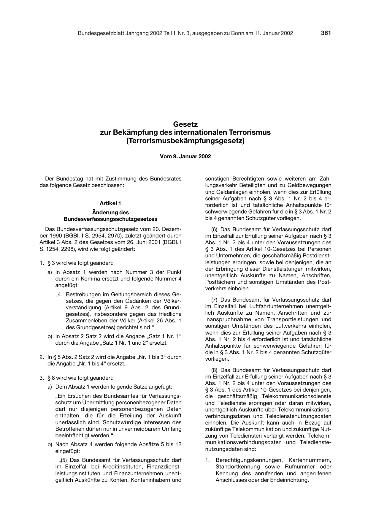BGBl. 2002, Seite 361 — Originalseite als Abbildung