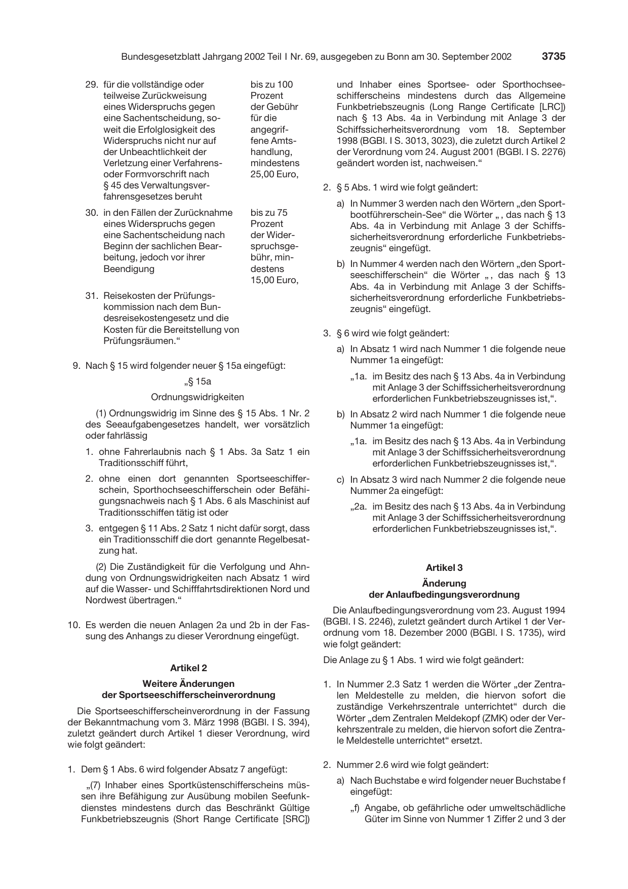BGBl. 2002, Seite 3735 — Originalseite als Abbildung