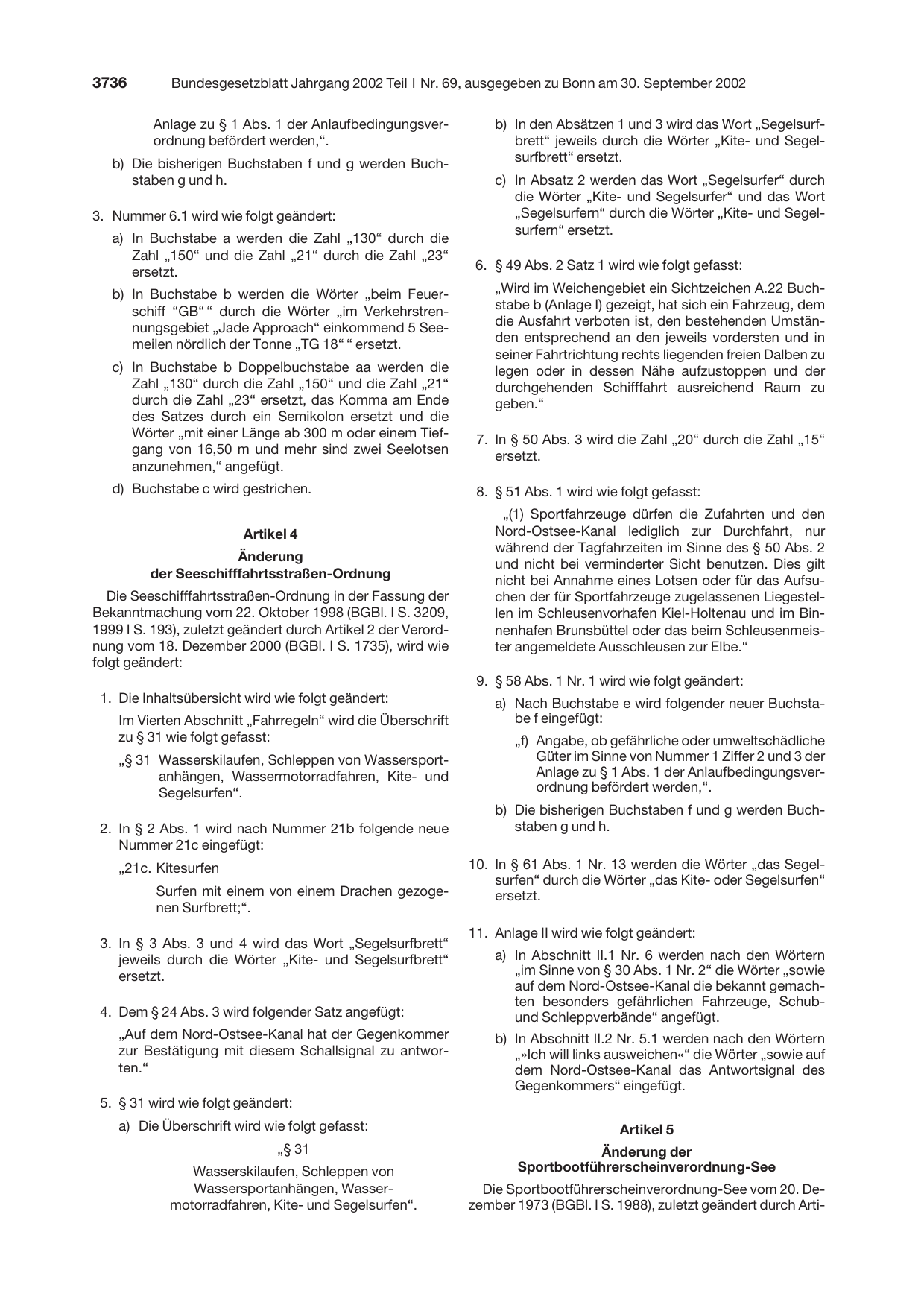 BGBl. 2002, Seite 3736 — Originalseite als Abbildung