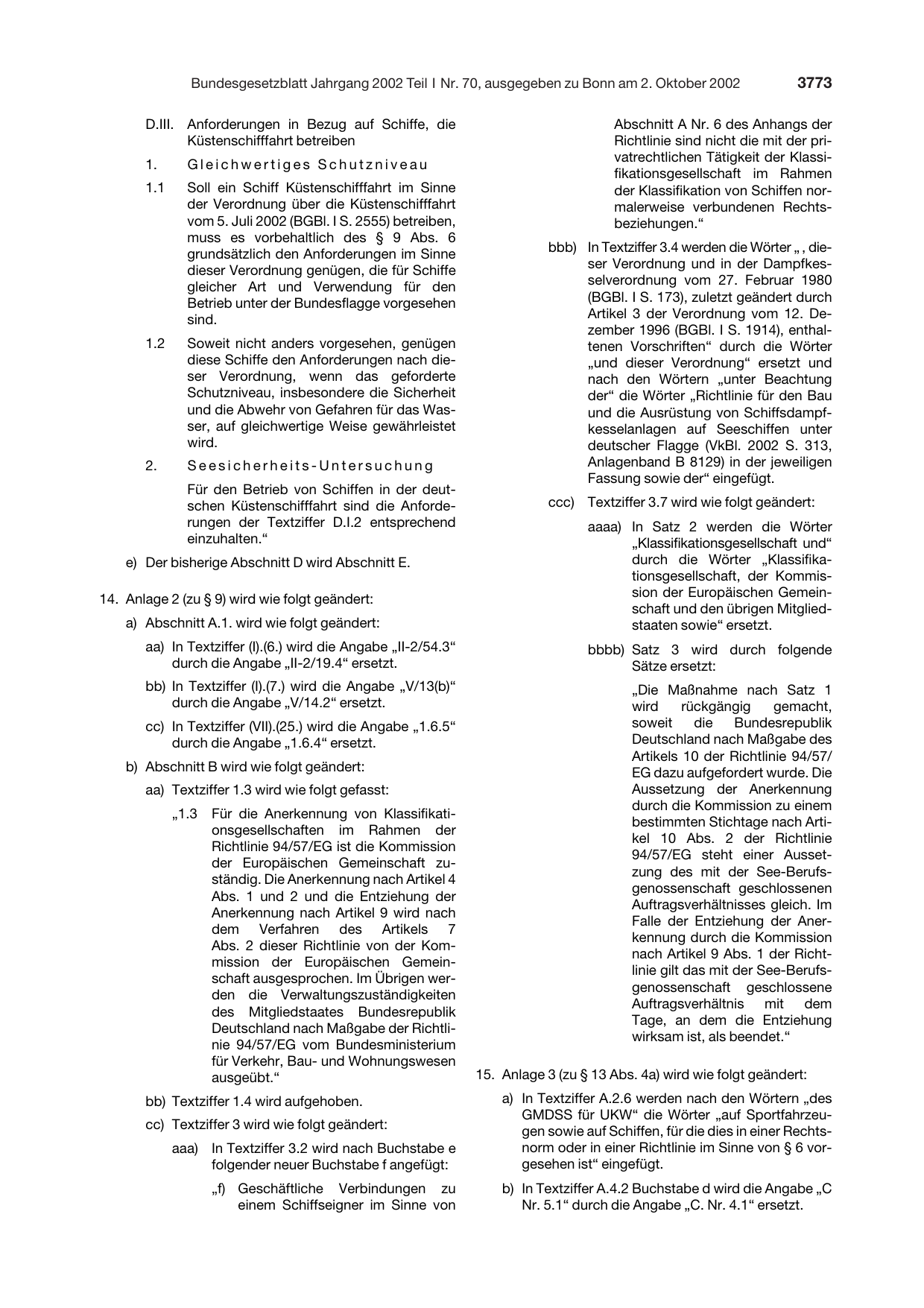 BGBl. 2002, Seite 3773 — Originalseite als Abbildung