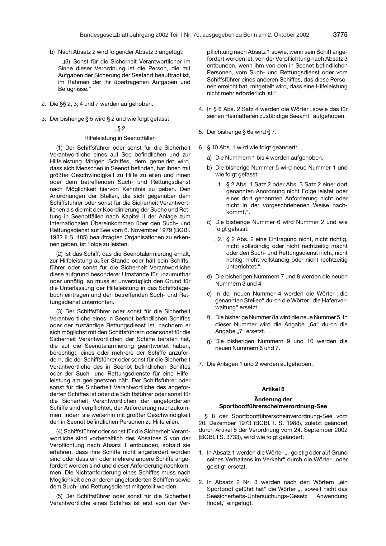 BGBl. 2002, Seite 3775 — Originalseite als Abbildung