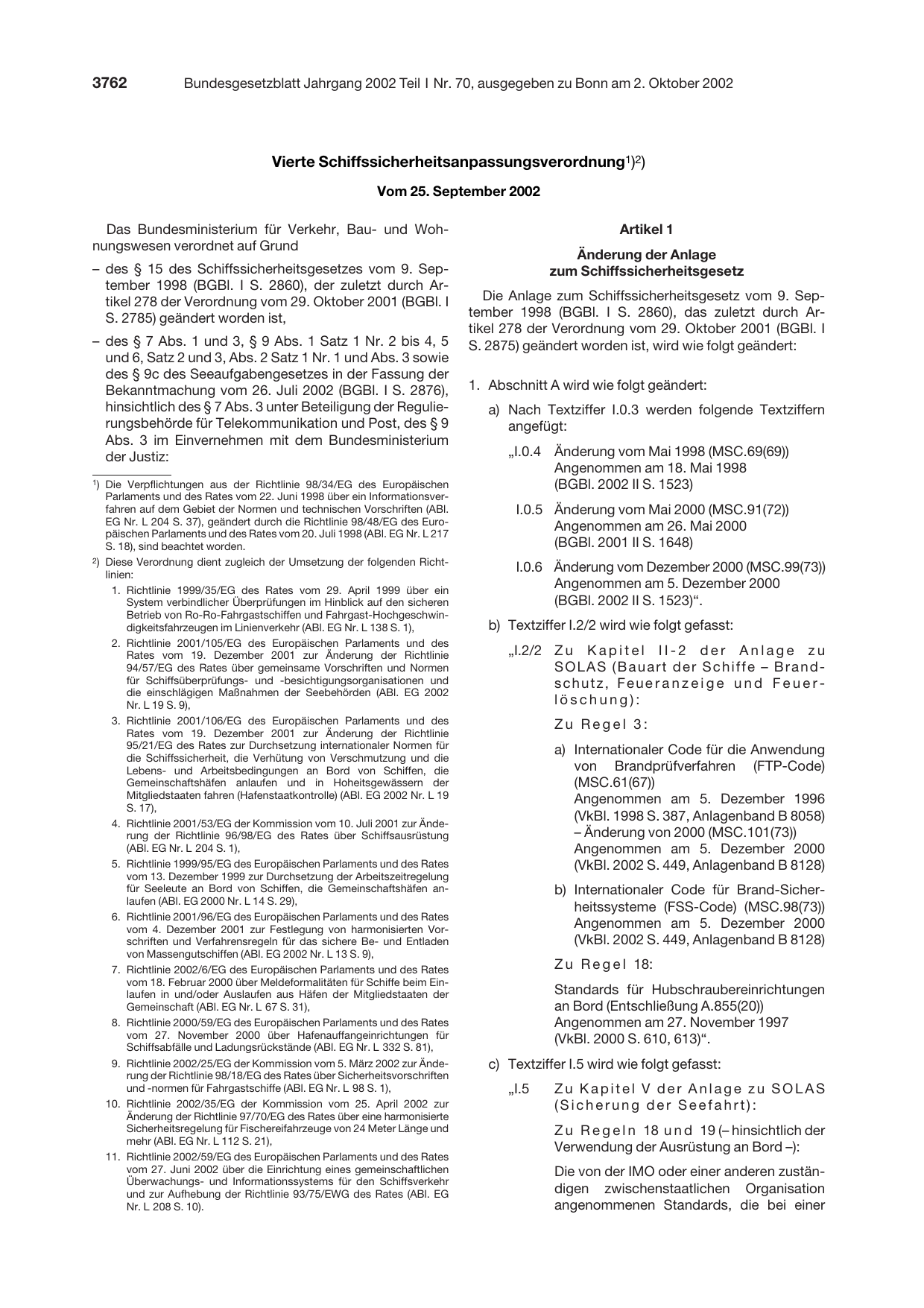 BGBl. 2002, Seite 3762 — Originalseite als Abbildung