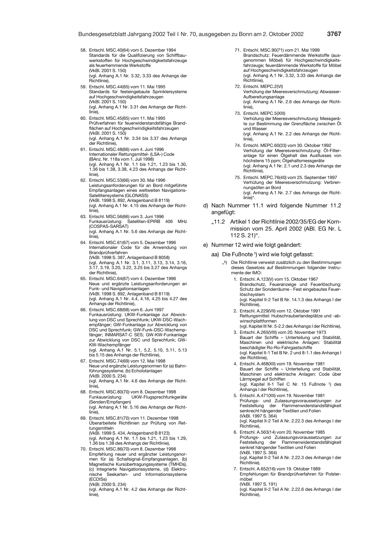 BGBl. 2002, Seite 3767 — Originalseite als Abbildung