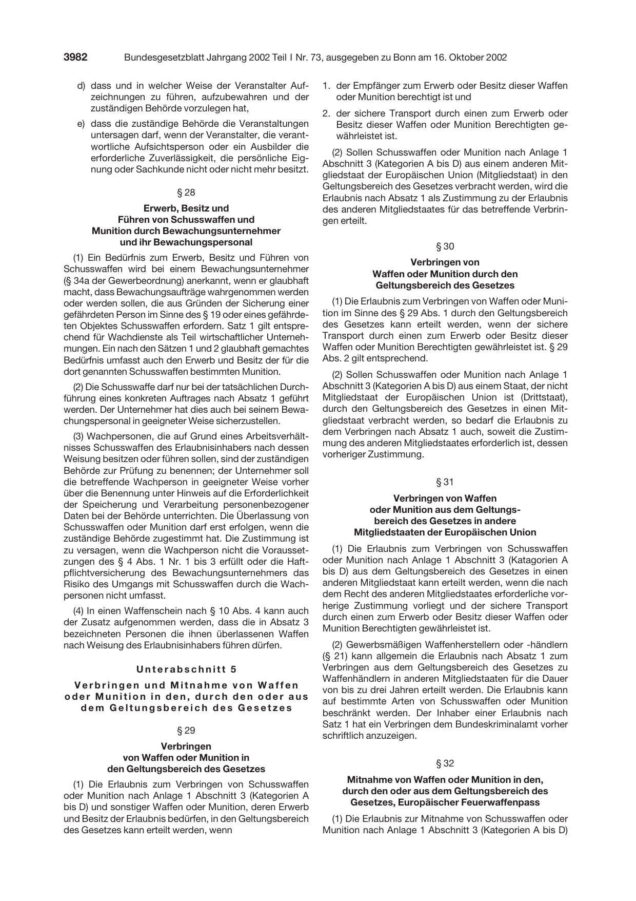 BGBl. 2002, Seite 3982 — Originalseite als Abbildung