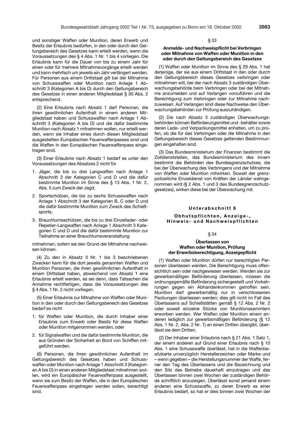 BGBl. 2002, Seite 3983 — Originalseite als Abbildung