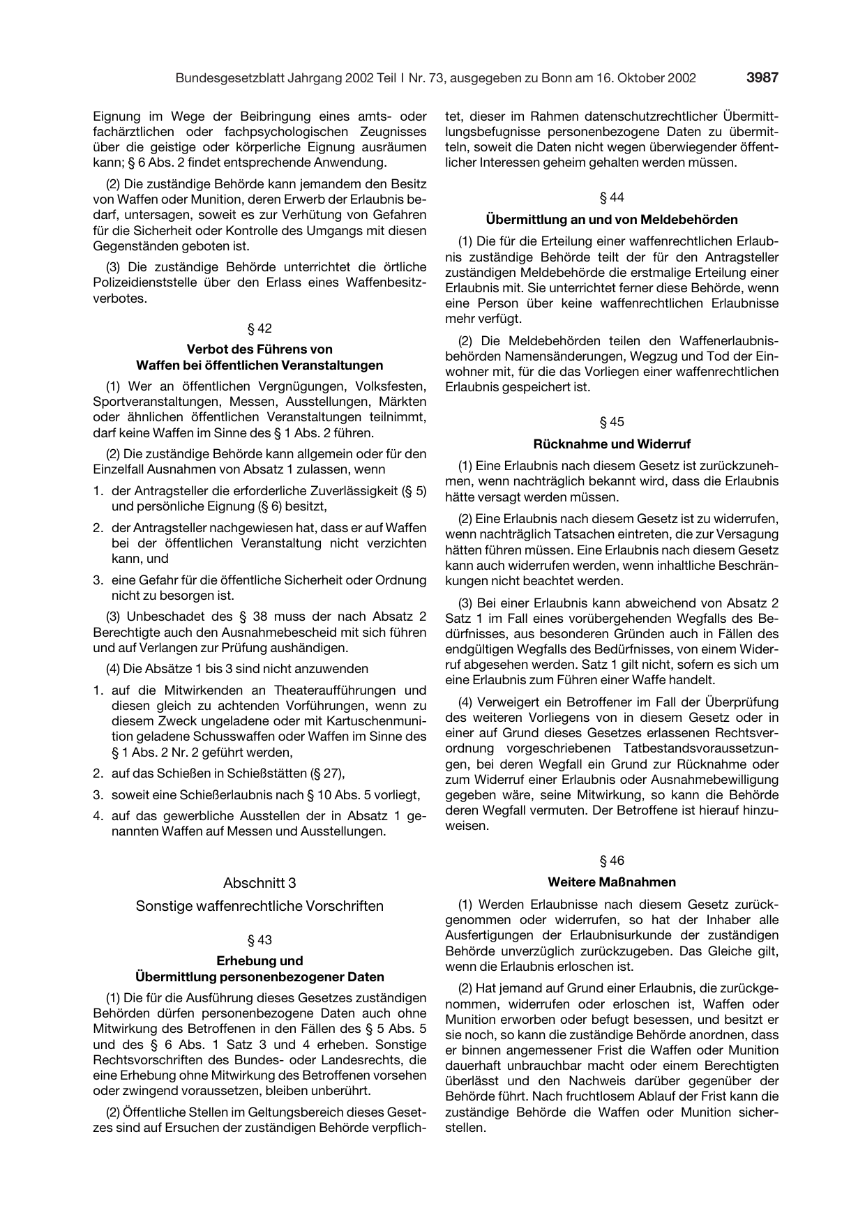 BGBl. 2002, Seite 3987 — Originalseite als Abbildung