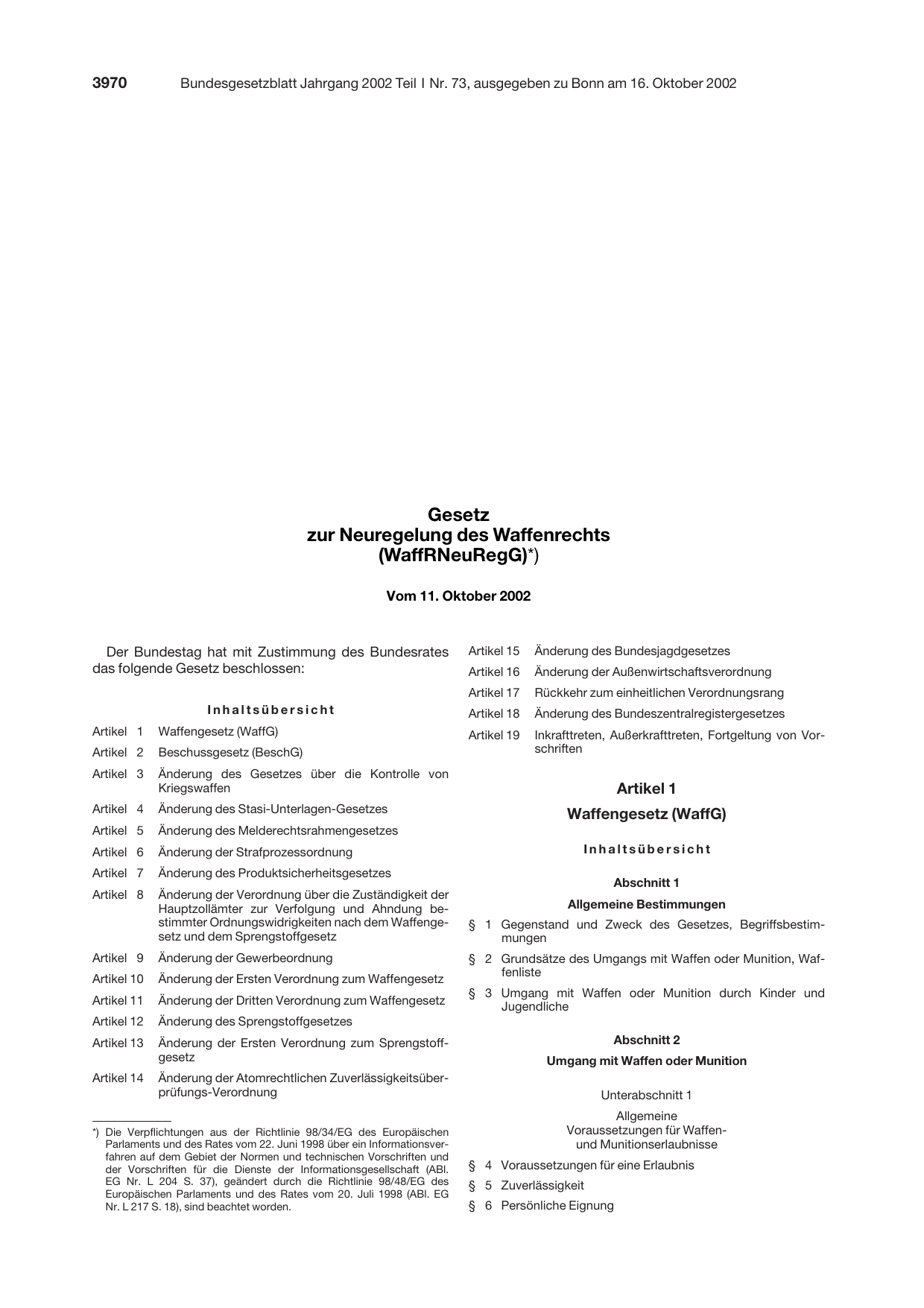 BGBl. 2002, Seite 3970 — Originalseite als Abbildung