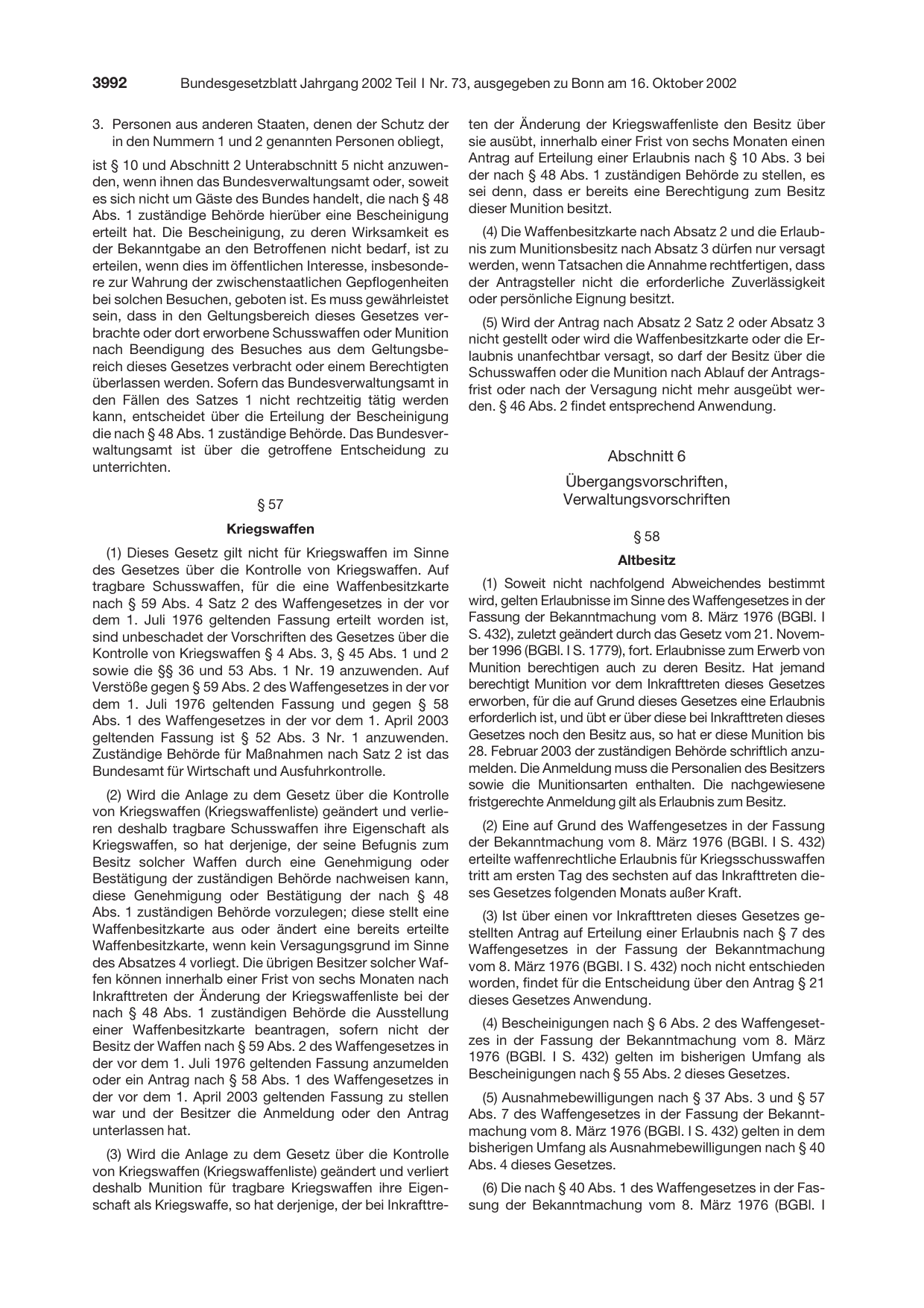 BGBl. 2002, Seite 3992 — Originalseite als Abbildung