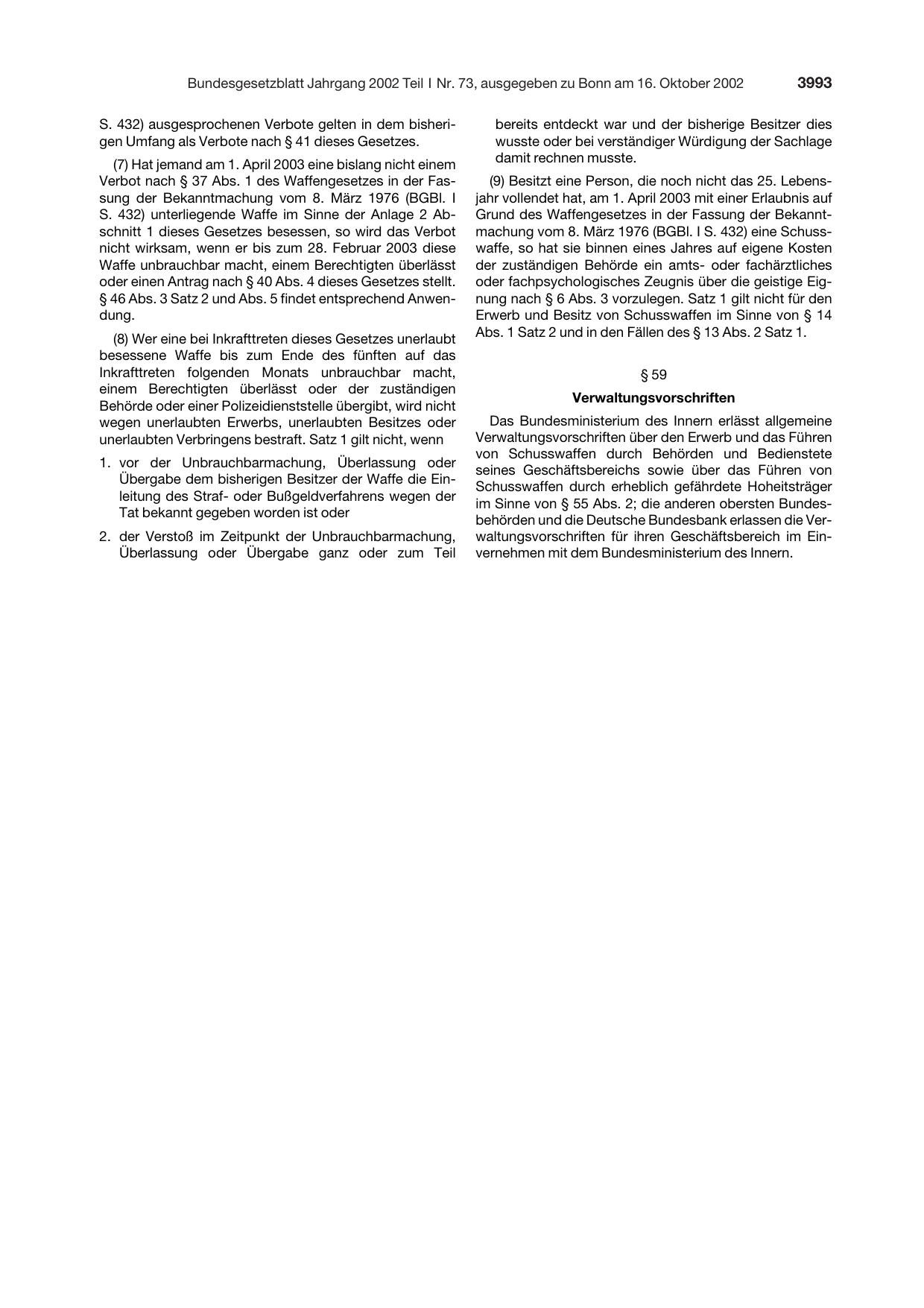 BGBl. 2002, Seite 3993 — Originalseite als Abbildung
