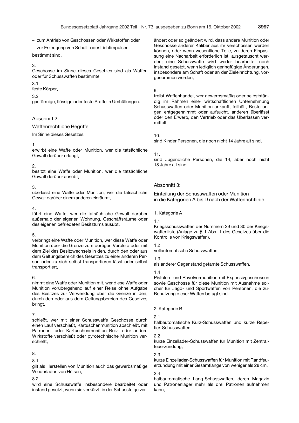 BGBl. 2002, Seite 3997 — Originalseite als Abbildung