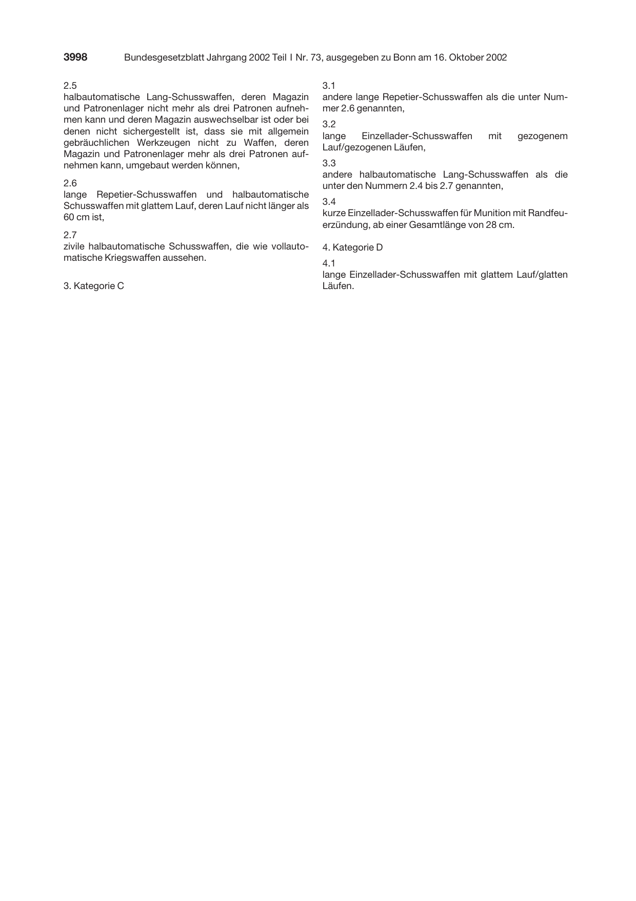 BGBl. 2002, Seite 3998 — Originalseite als Abbildung
