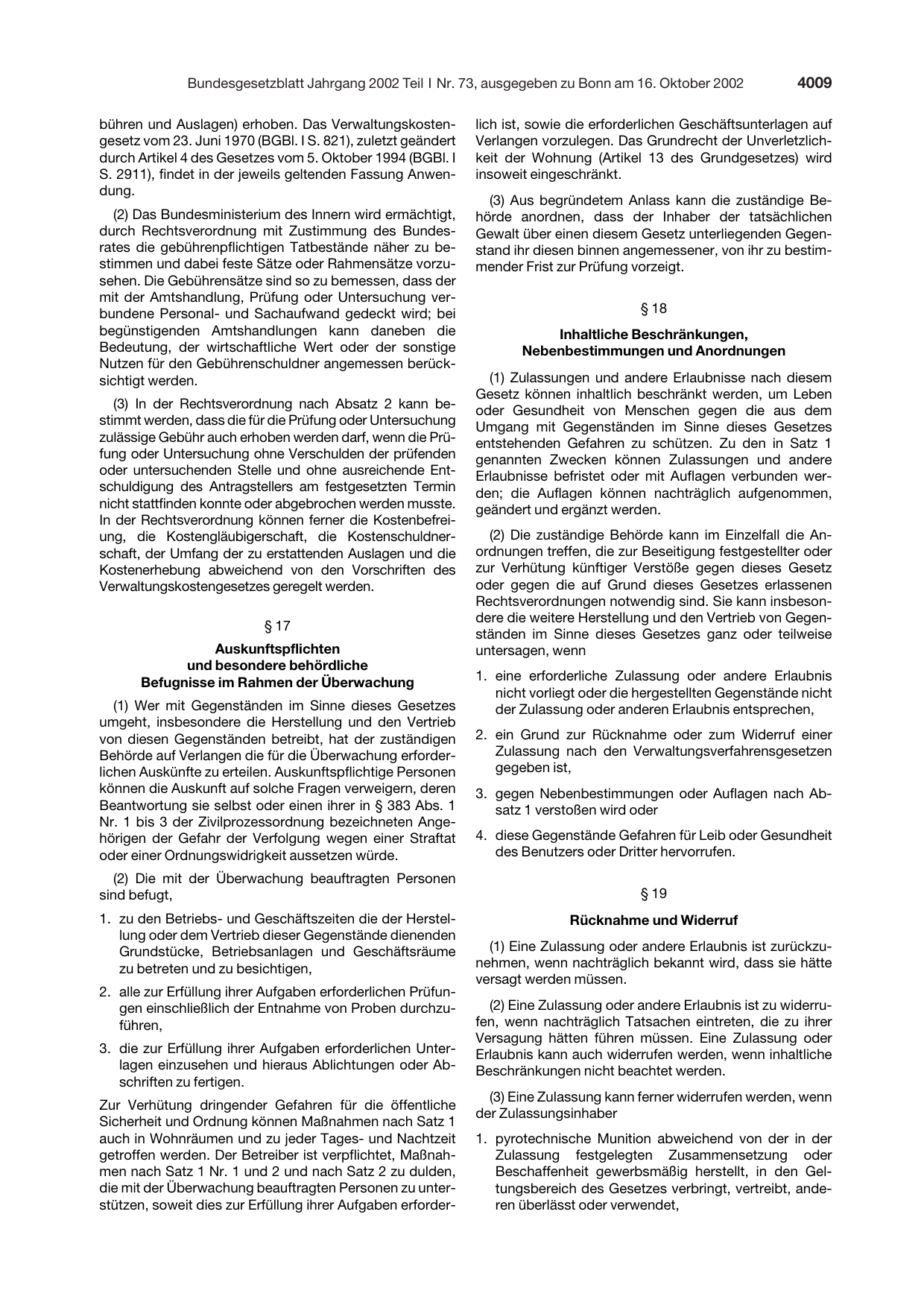 BGBl. 2002, Seite 4009 — Originalseite als Abbildung