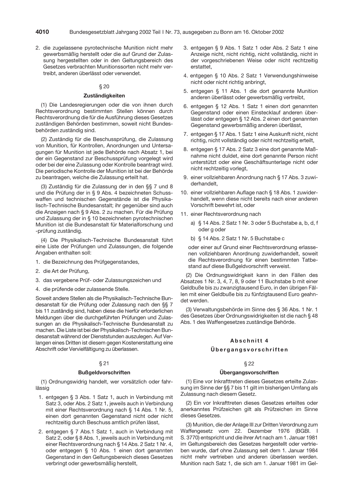 BGBl. 2002, Seite 4010 — Originalseite als Abbildung