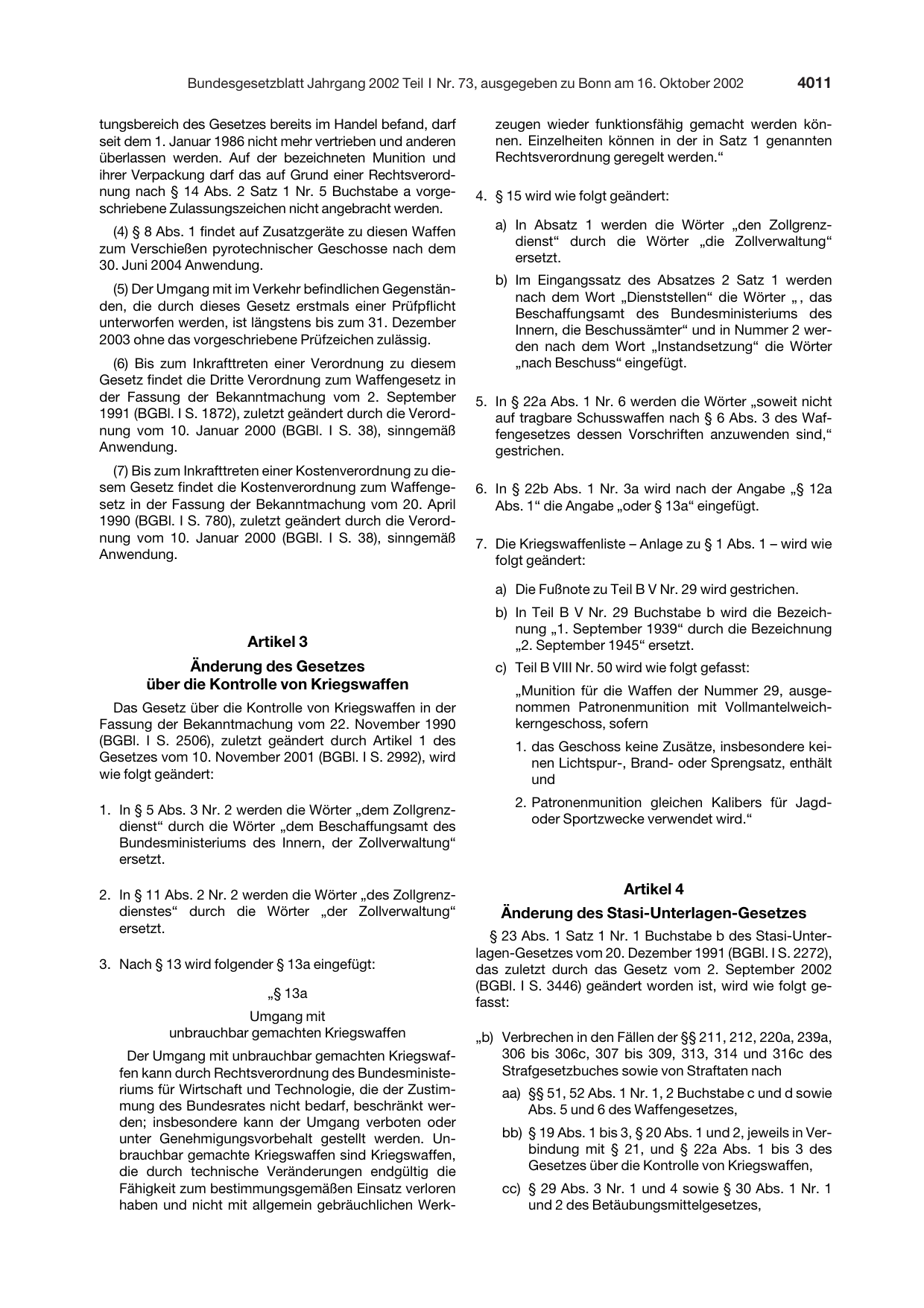 BGBl. 2002, Seite 4011 — Originalseite als Abbildung