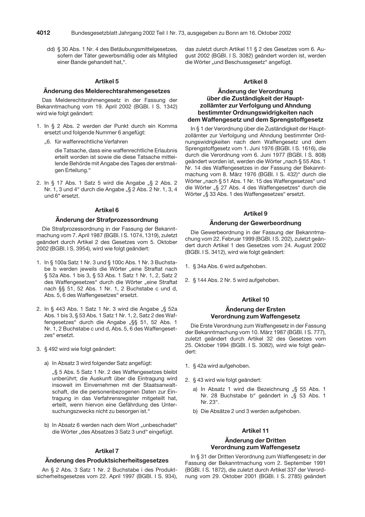 BGBl. 2002, Seite 4012 — Originalseite als Abbildung