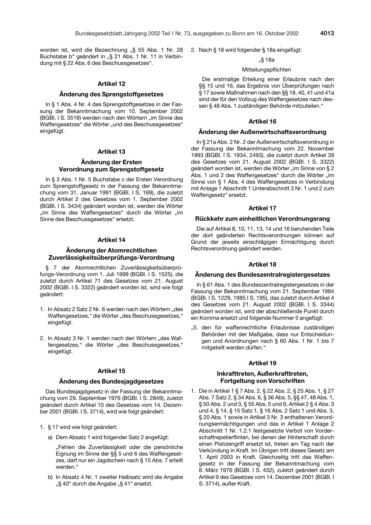BGBl. 2002, Seite 4013 — Originalseite als Abbildung