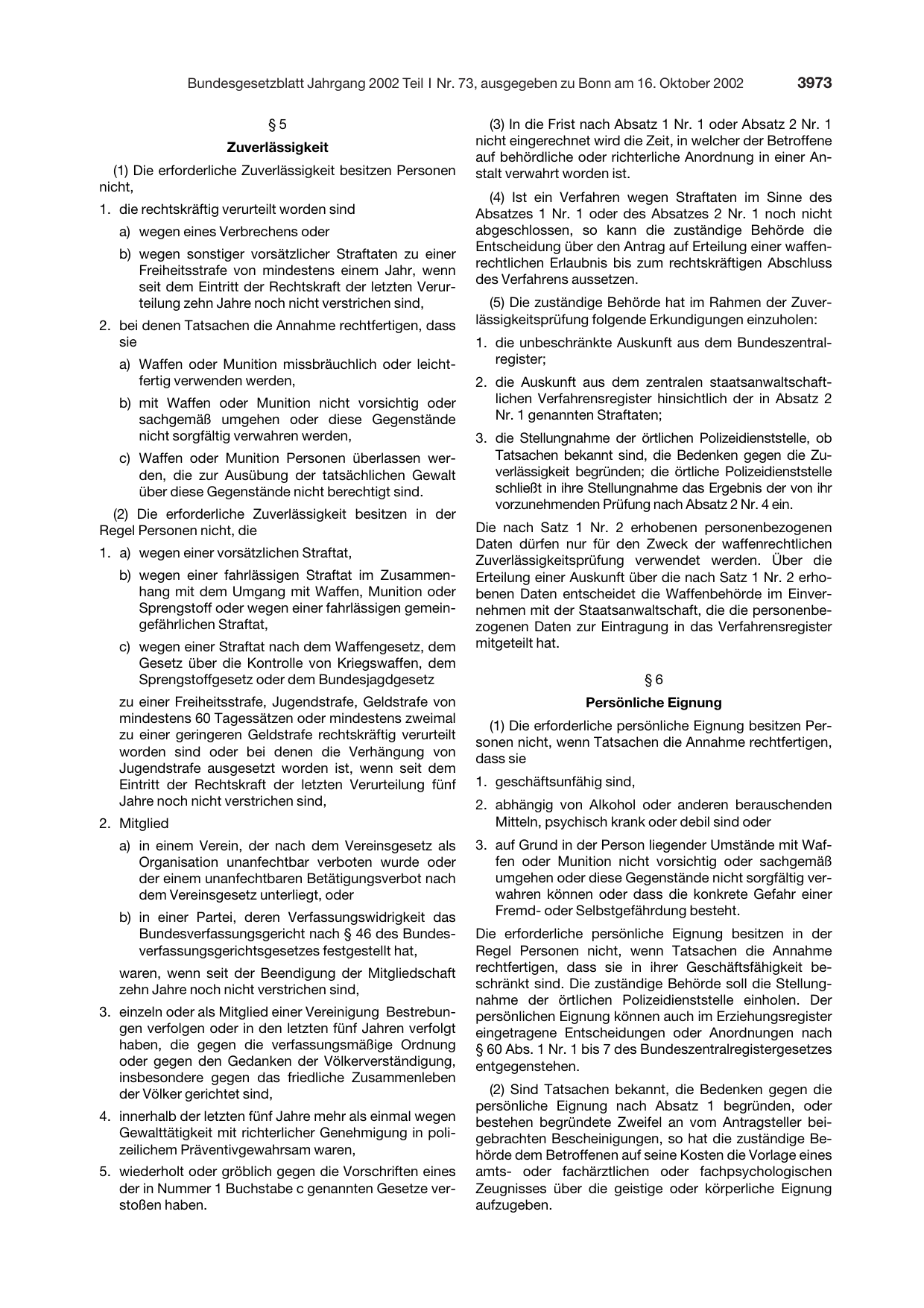 BGBl. 2002, Seite 3973 — Originalseite als Abbildung