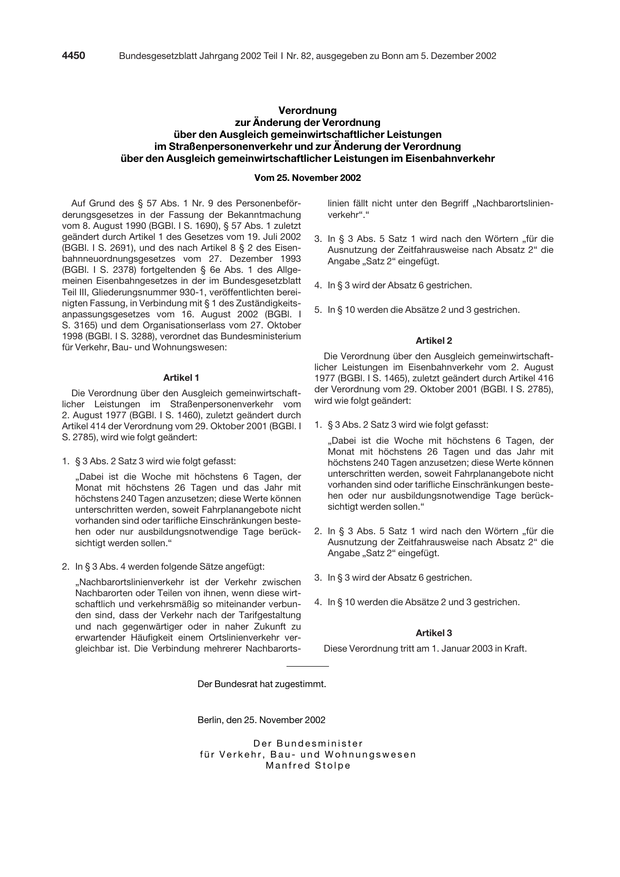 BGBl. 2002, Seite 4450 — Originalseite als Abbildung