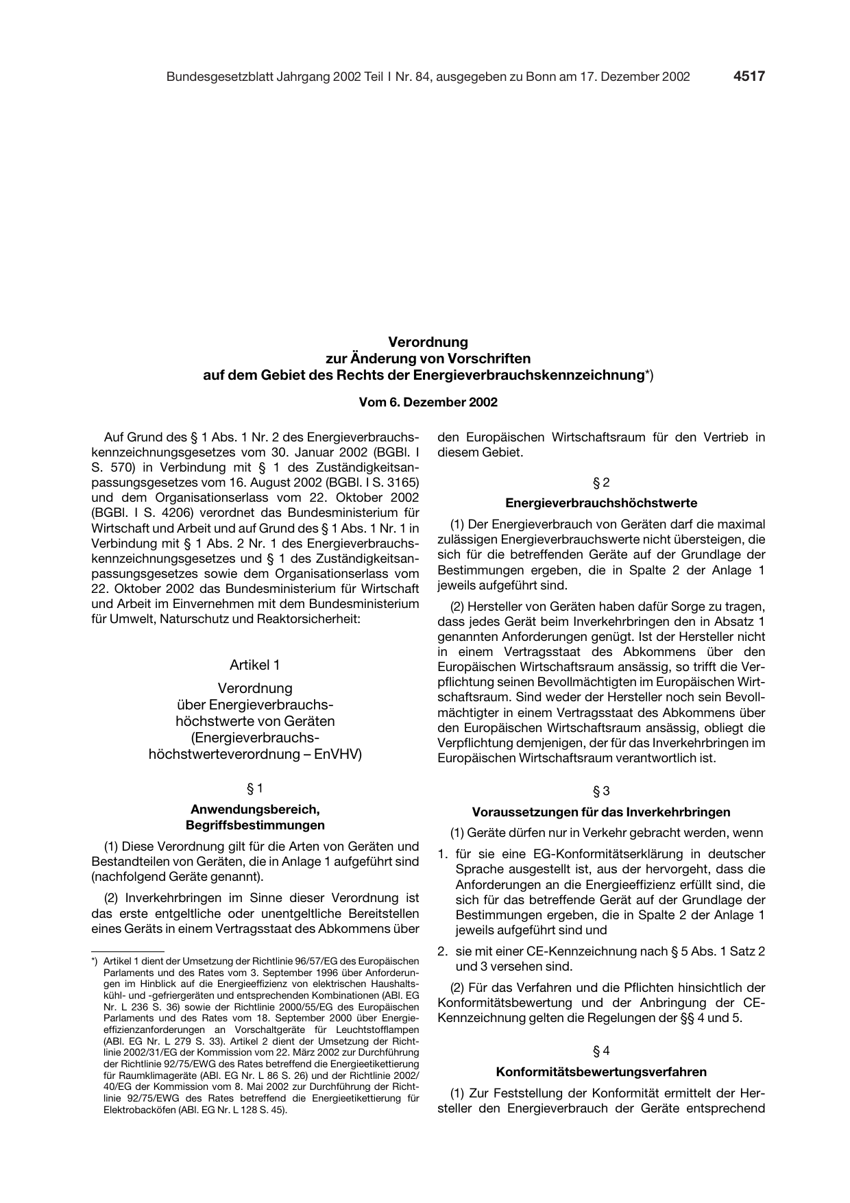 BGBl. 2002, Seite 4517 — Originalseite als Abbildung