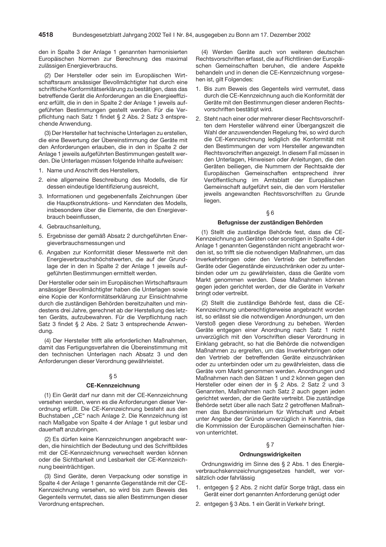 BGBl. 2002, Seite 4518 — Originalseite als Abbildung