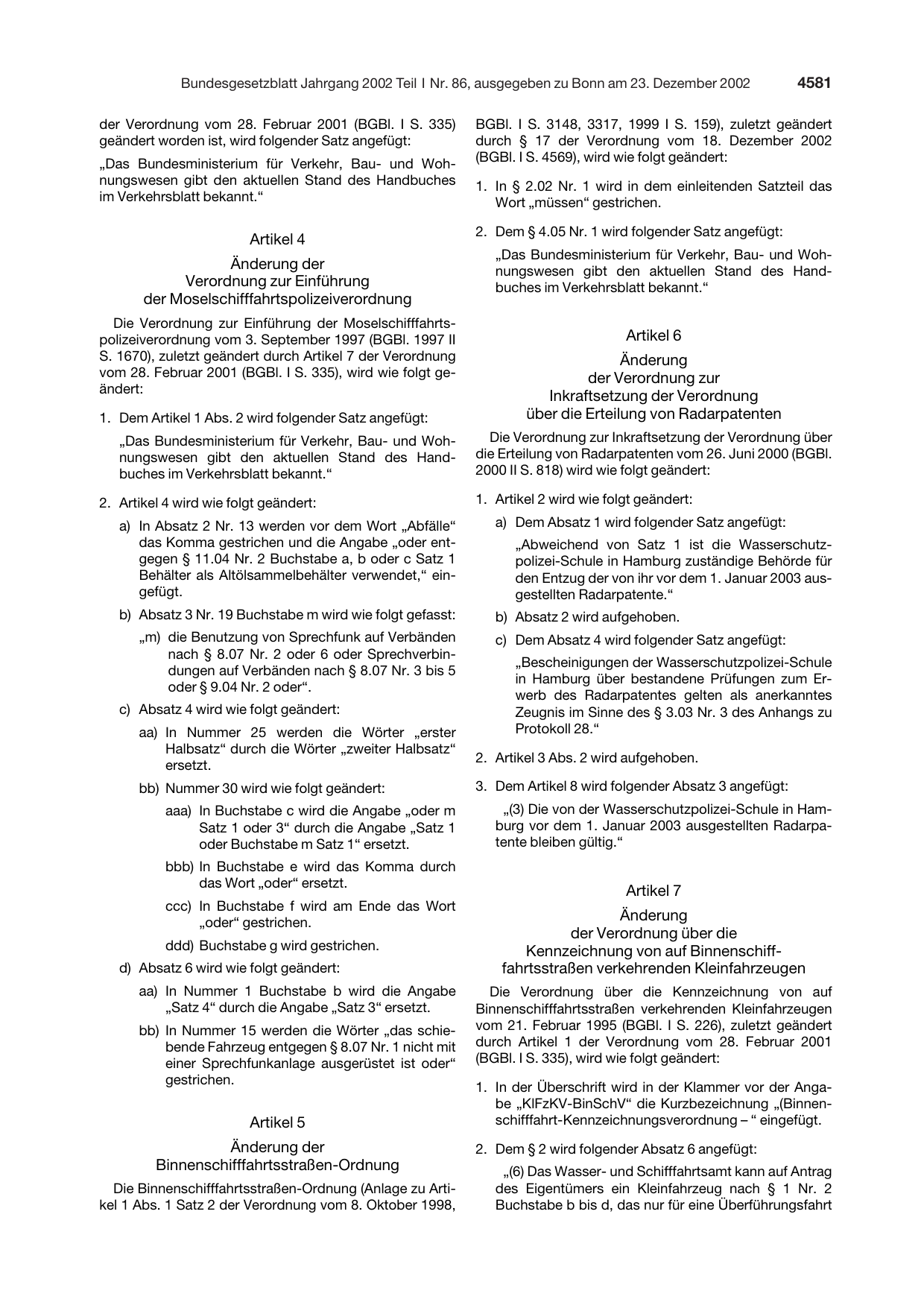 BGBl. 2002, Seite 4581 — Originalseite als Abbildung