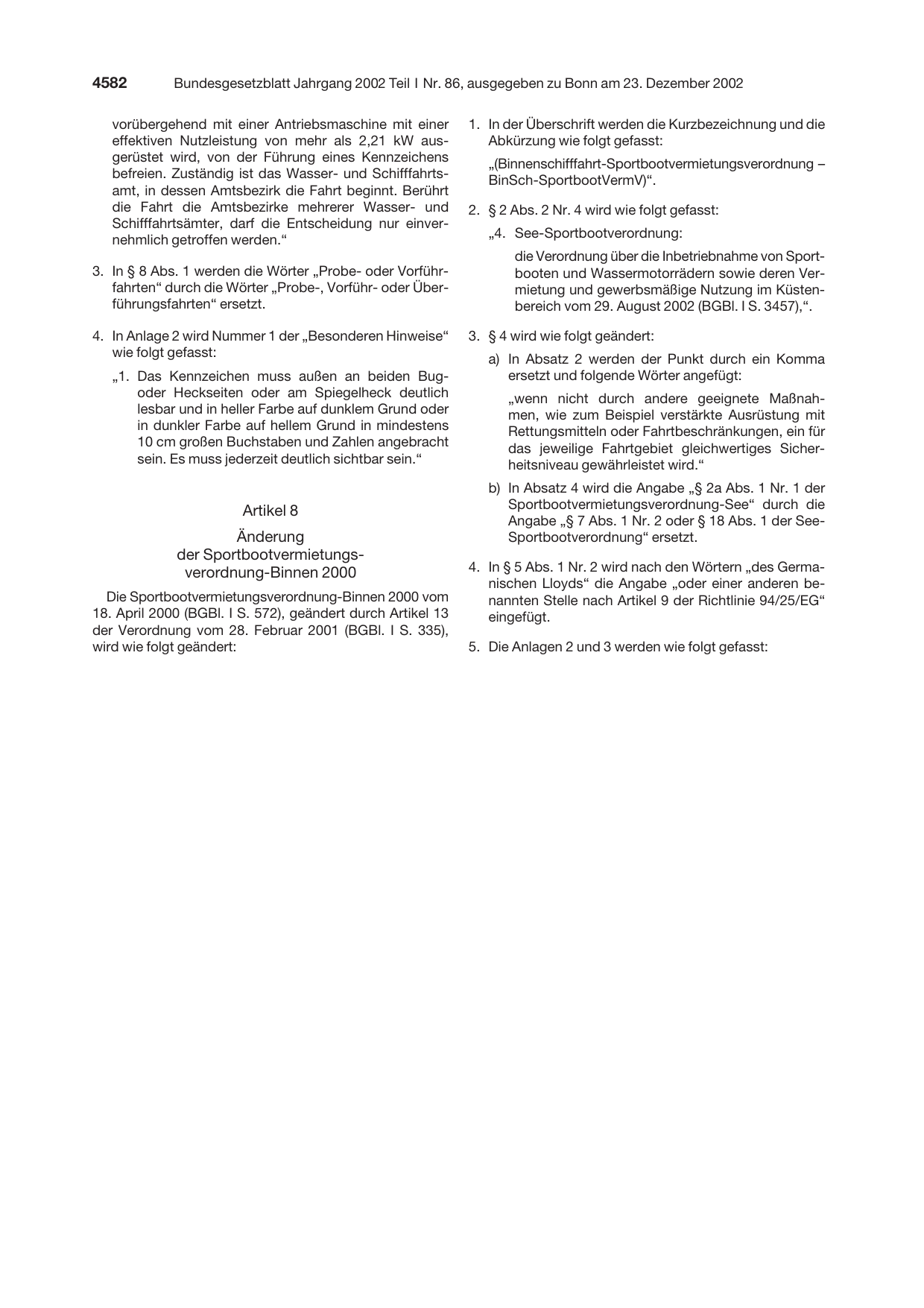 BGBl. 2002, Seite 4582 — Originalseite als Abbildung