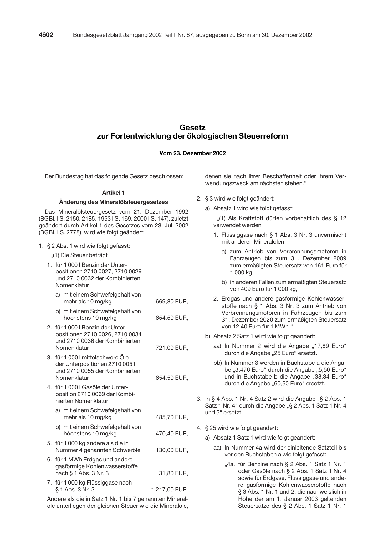 BGBl. 2002, Seite 4602 — Originalseite als Abbildung