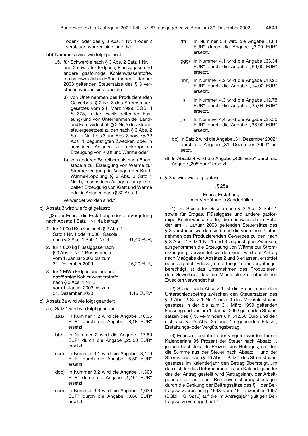 BGBl. 2002, Seite 4603 — Originalseite als Abbildung