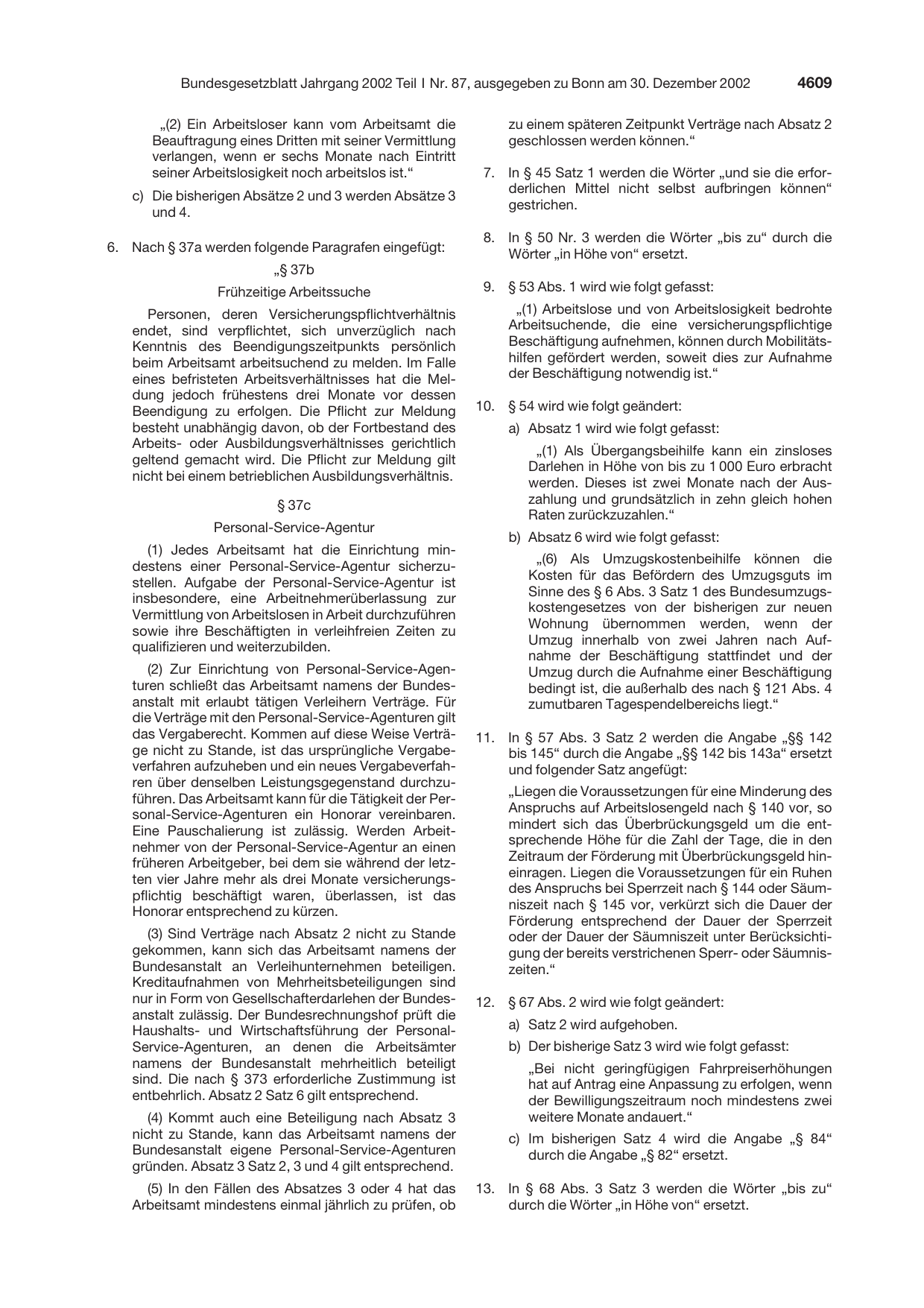 BGBl. 2002, Seite 4609 — Originalseite als Abbildung