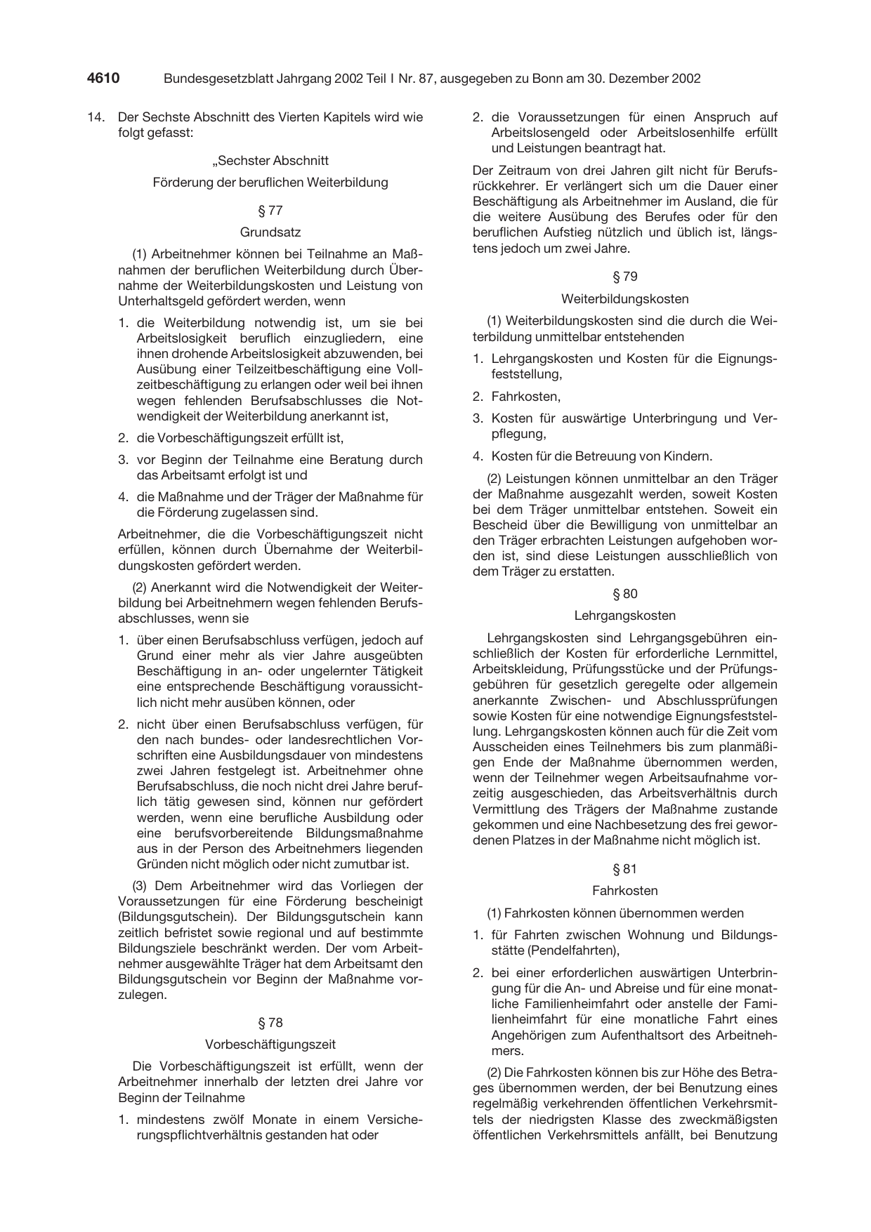 BGBl. 2002, Seite 4610 — Originalseite als Abbildung