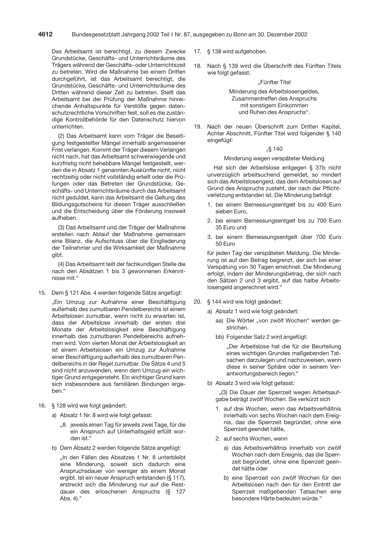 BGBl. 2002, Seite 4612 — Originalseite als Abbildung