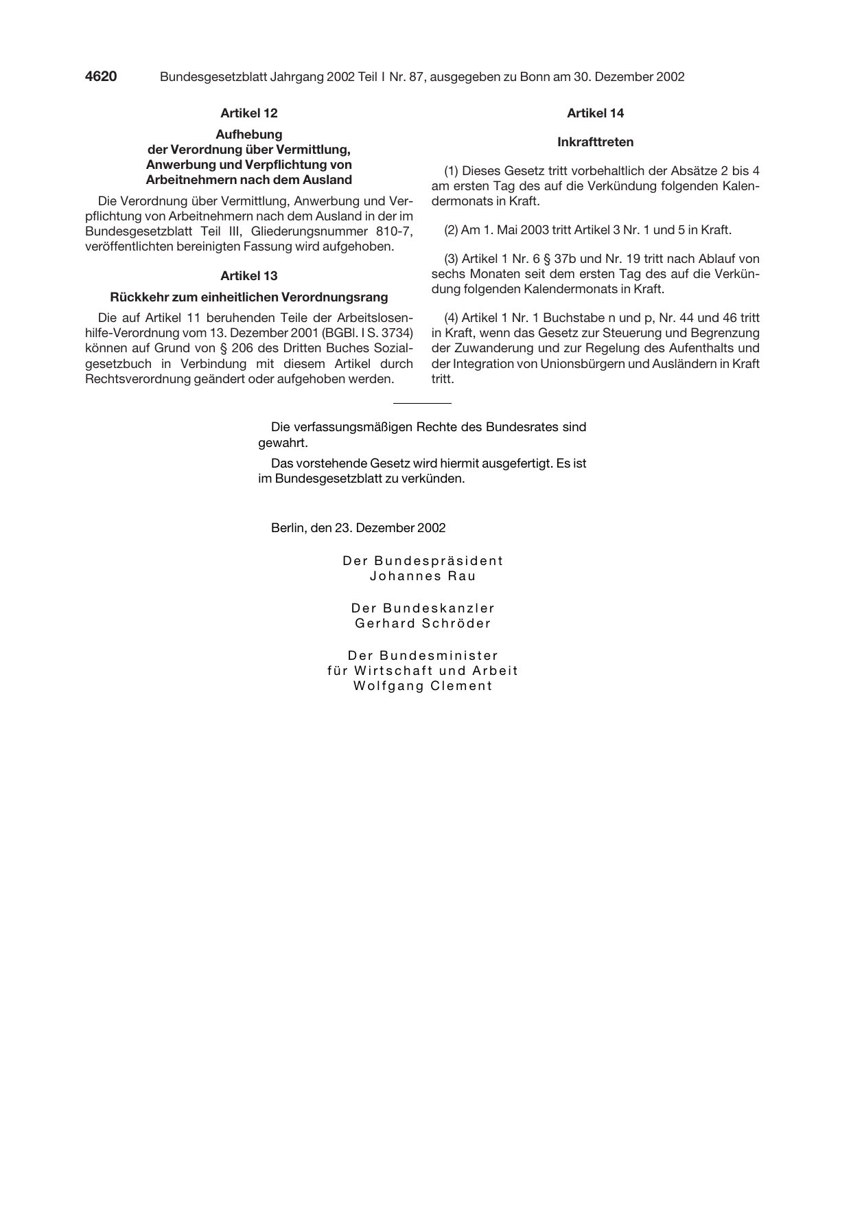 BGBl. 2002, Seite 4620 — Originalseite als Abbildung
