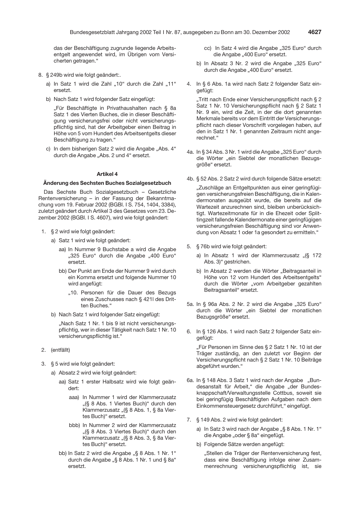 BGBl. 2002, Seite 4627 — Originalseite als Abbildung