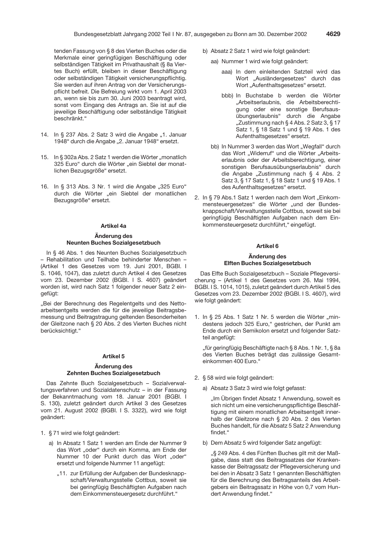 BGBl. 2002, Seite 4629 — Originalseite als Abbildung