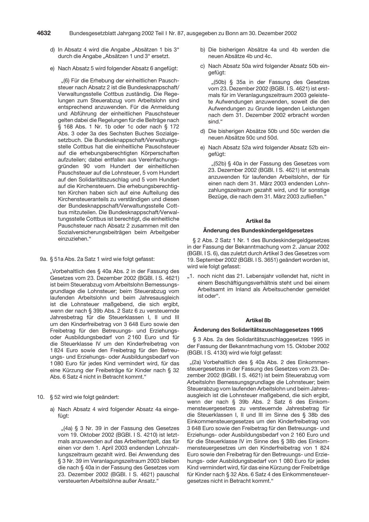 BGBl. 2002, Seite 4632 — Originalseite als Abbildung