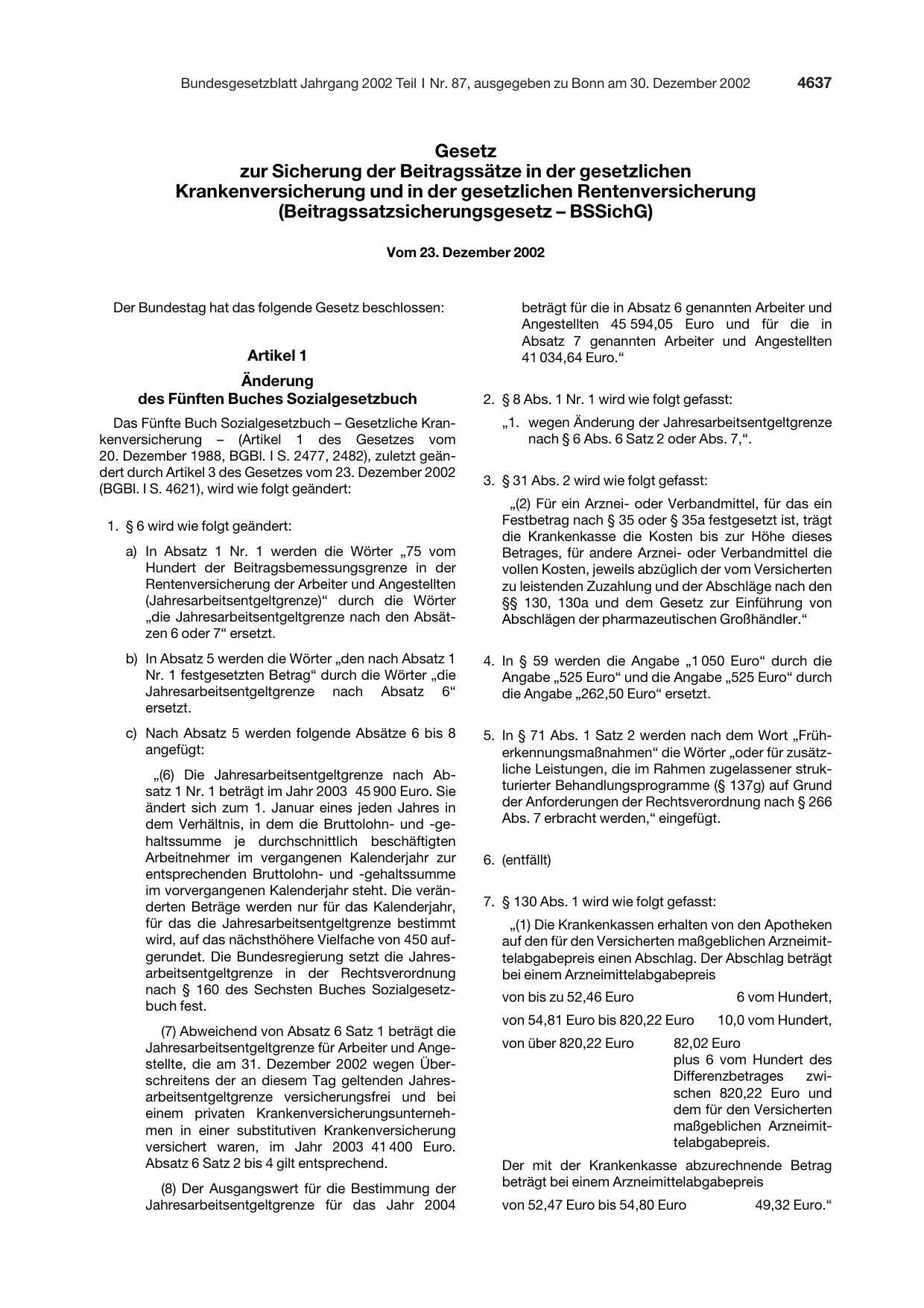 BGBl. 2002, Seite 4637 — Originalseite als Abbildung