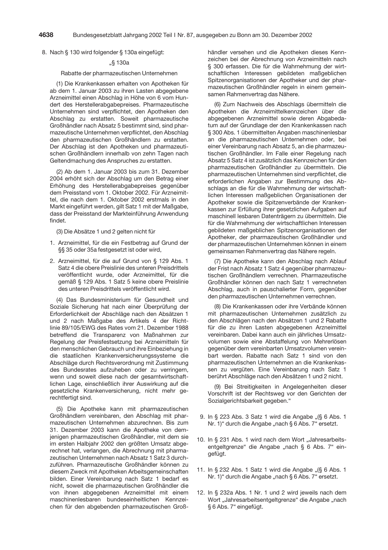 BGBl. 2002, Seite 4638 — Originalseite als Abbildung