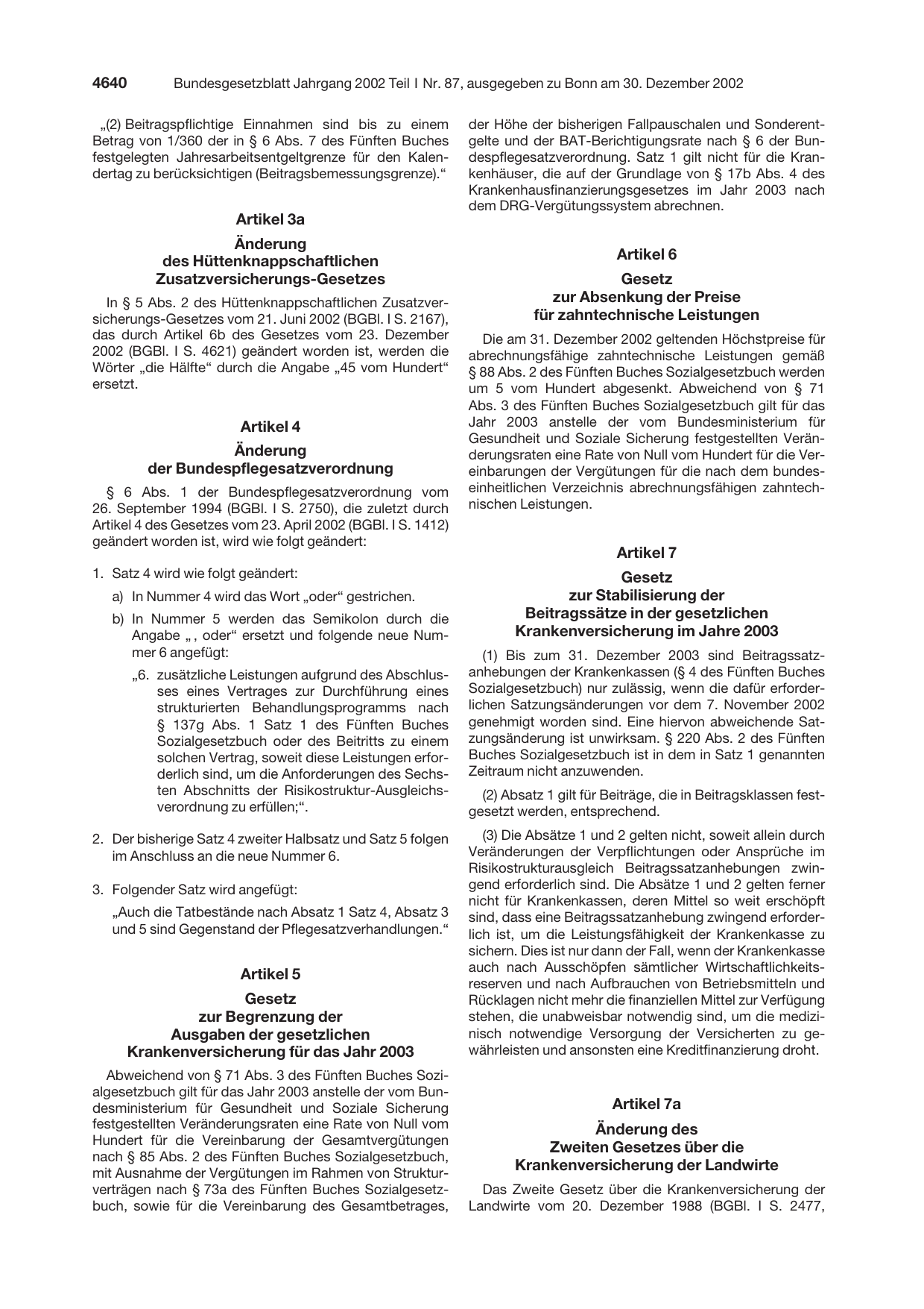 BGBl. 2002, Seite 4640 — Originalseite als Abbildung