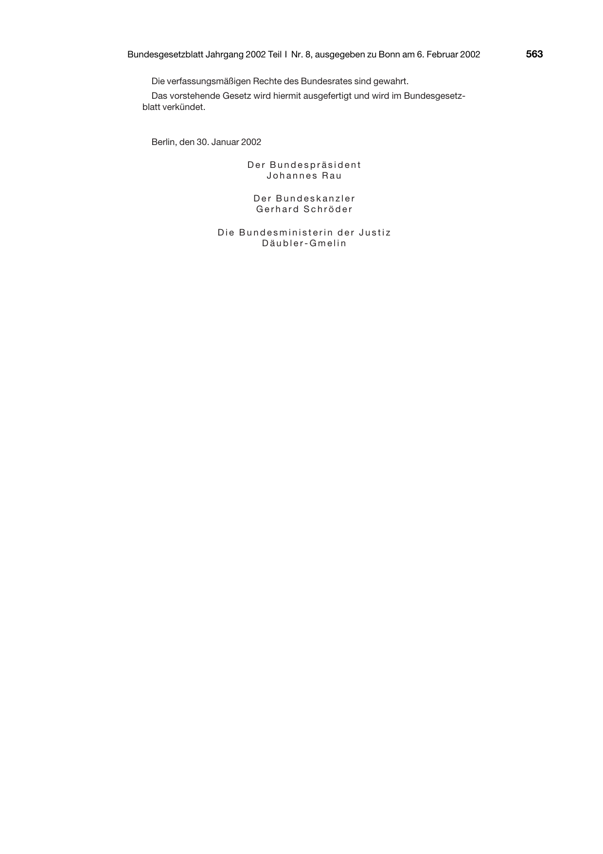 BGBl. 2002, Seite 563 — Originalseite als Abbildung