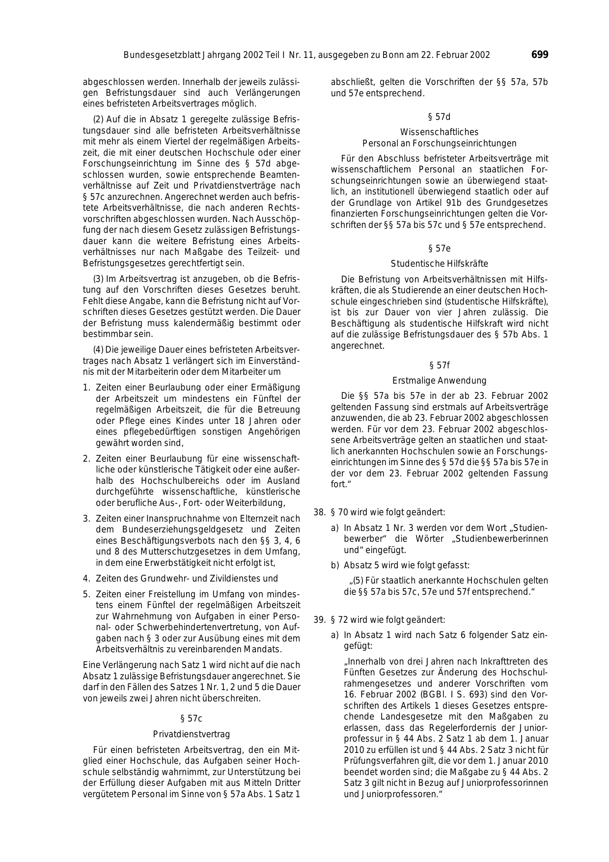 BGBl. 2002, Seite 699 — Originalseite als Abbildung