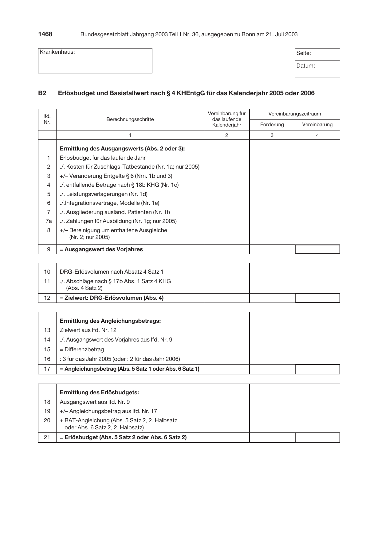 BGBl. 2003, Seite 1468 — Originalseite als Abbildung