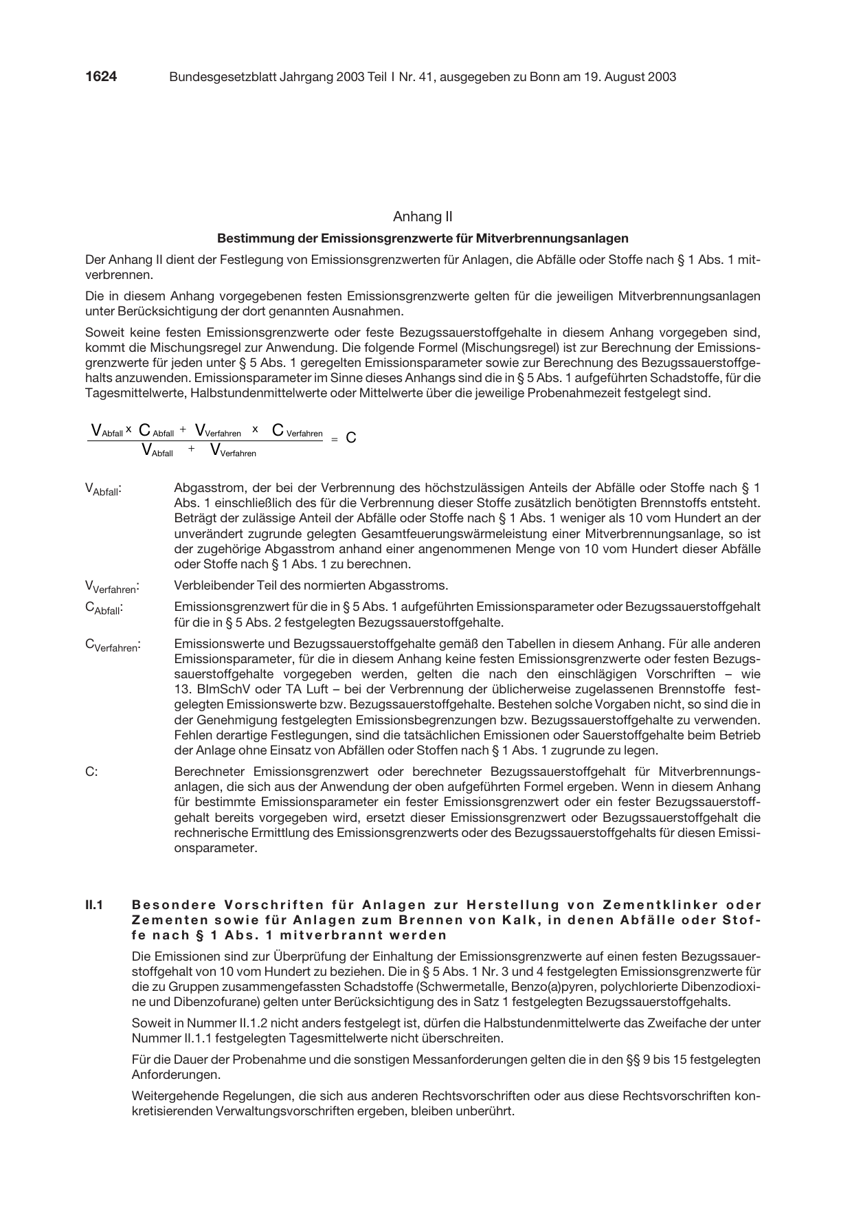 BGBl. 2003, Seite 1624 — Originalseite als Abbildung