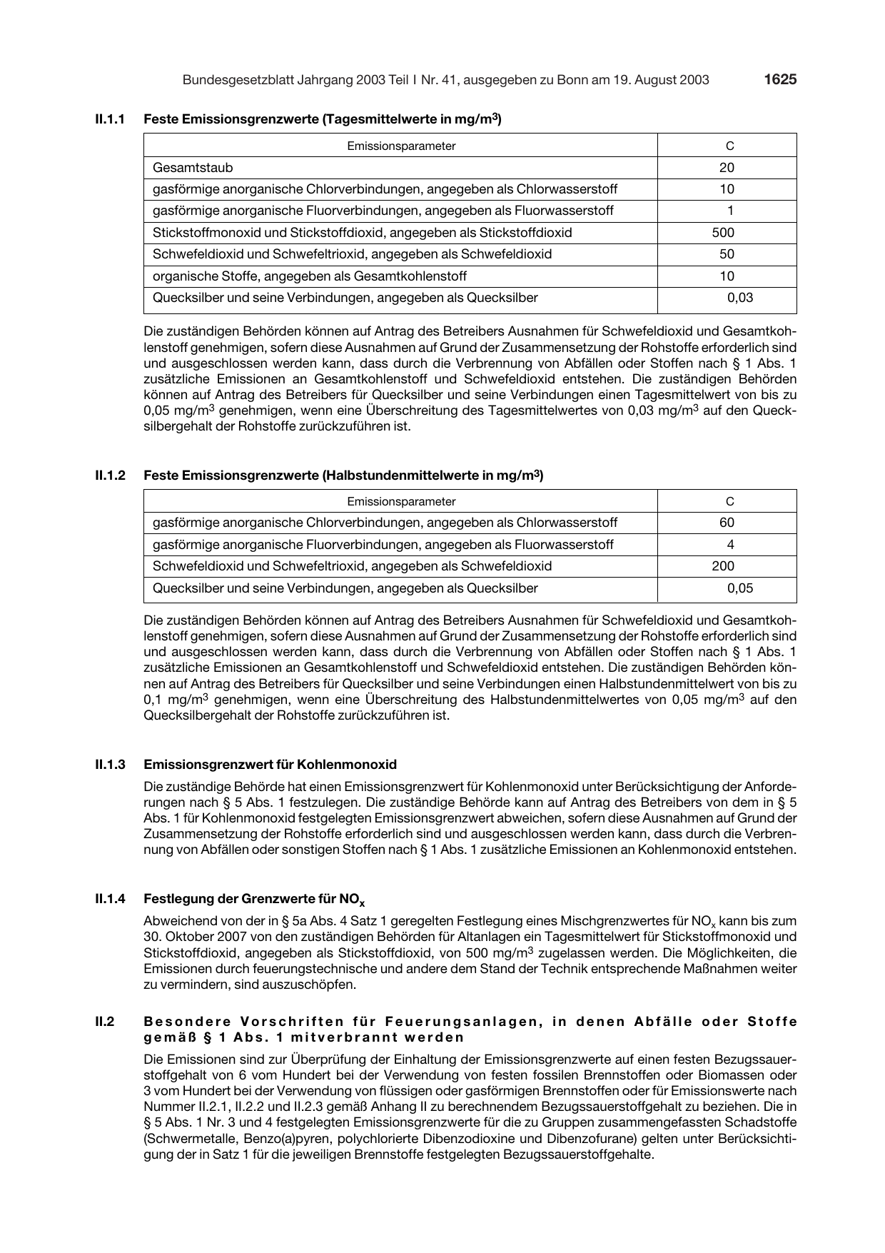 BGBl. 2003, Seite 1625 — Originalseite als Abbildung