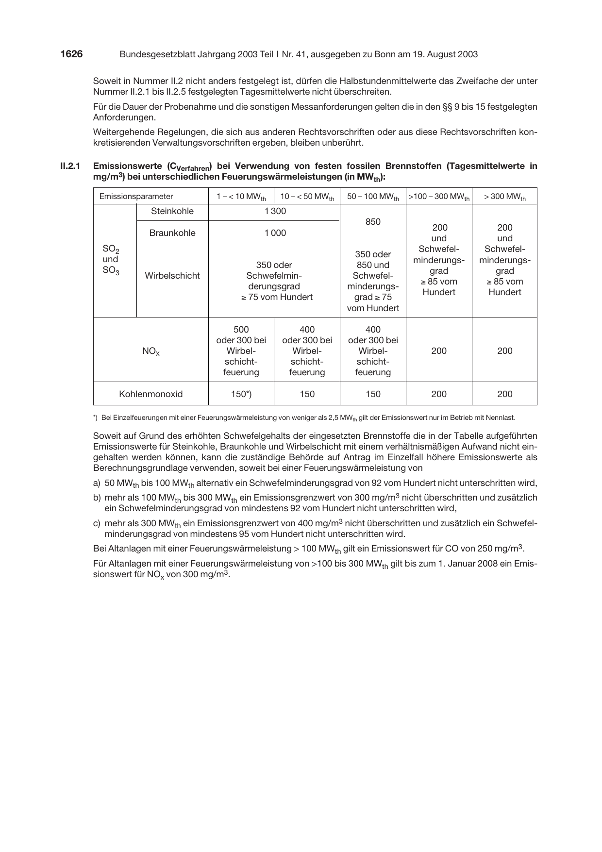 BGBl. 2003, Seite 1626 — Originalseite als Abbildung
