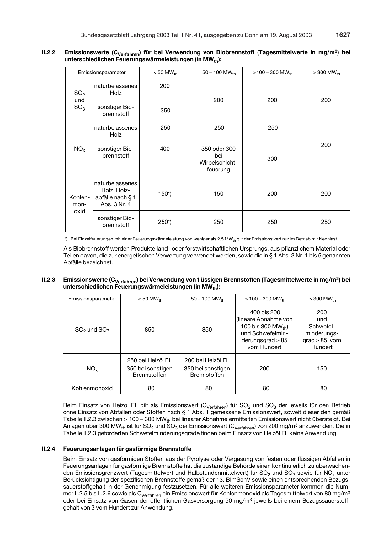BGBl. 2003, Seite 1627 — Originalseite als Abbildung