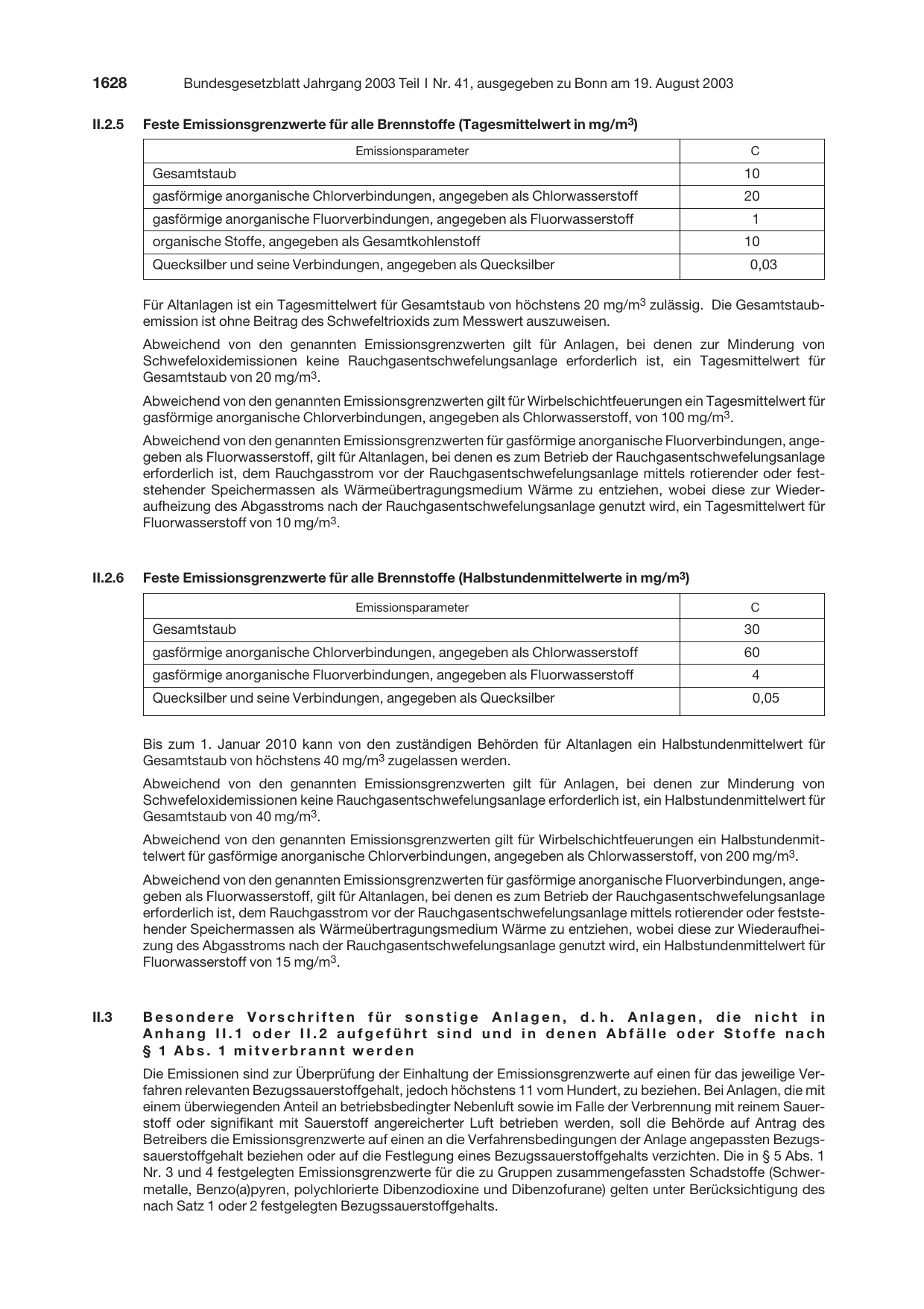 BGBl. 2003, Seite 1628 — Originalseite als Abbildung