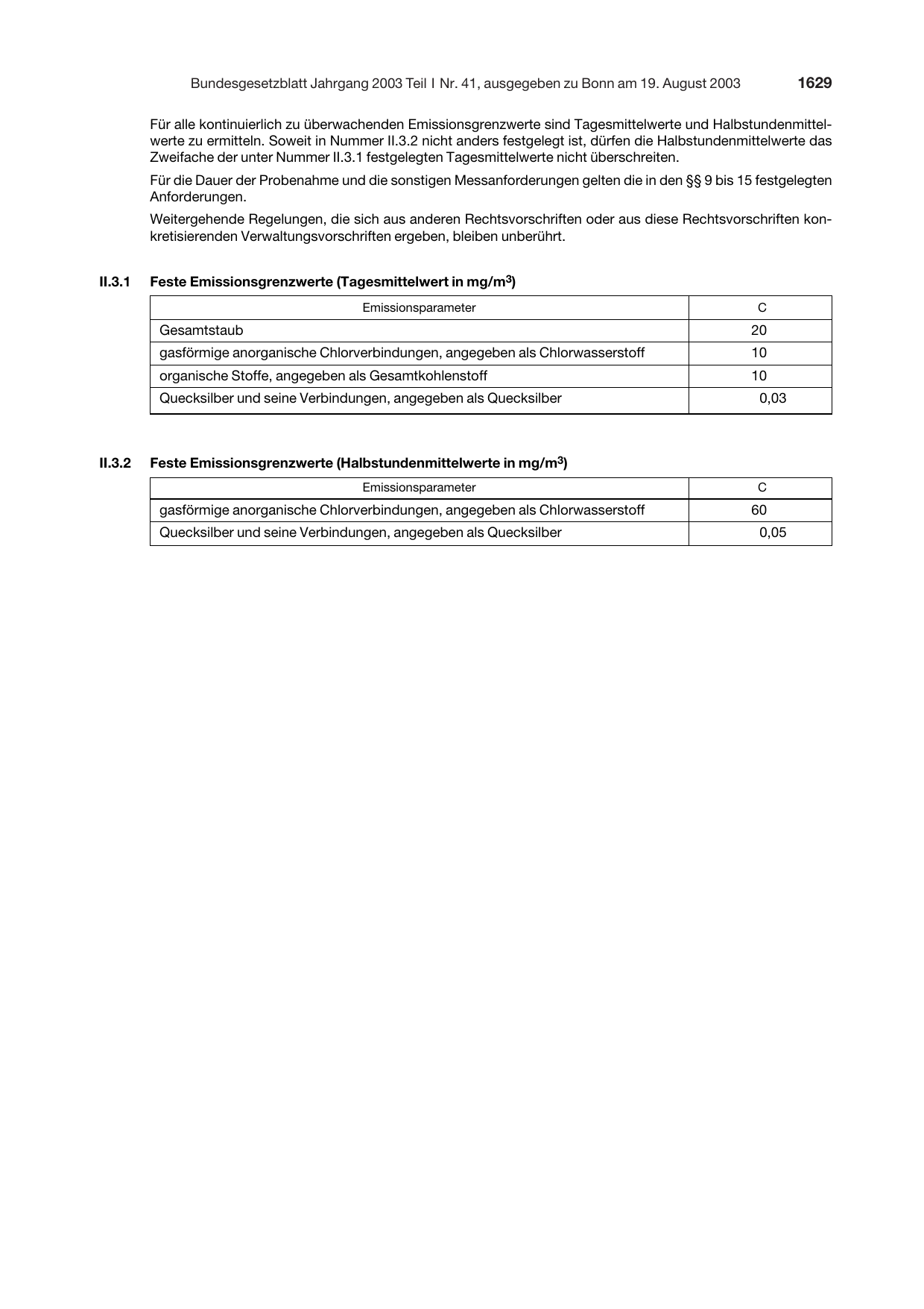 BGBl. 2003, Seite 1629 — Originalseite als Abbildung