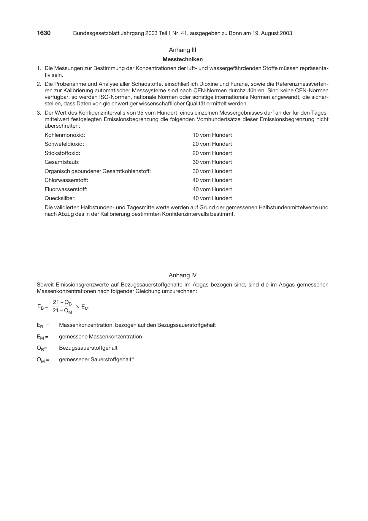 BGBl. 2003, Seite 1630 — Originalseite als Abbildung